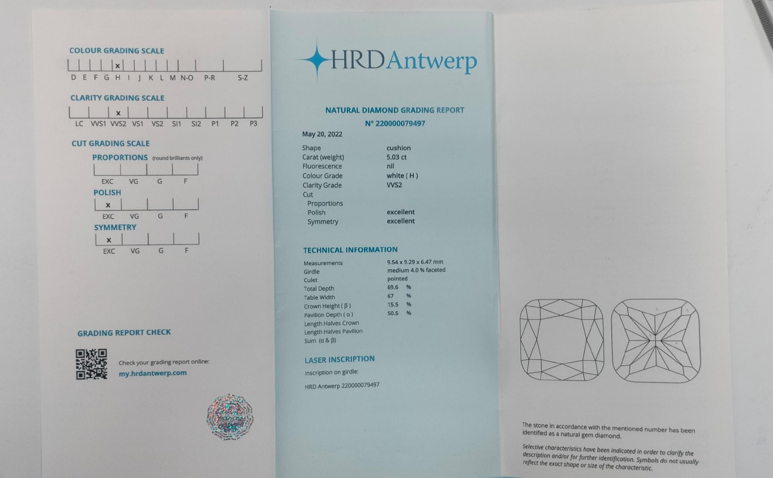 5.03CT HRD Certified Cushion  In New Condition For Sale In kOWLOON, HK