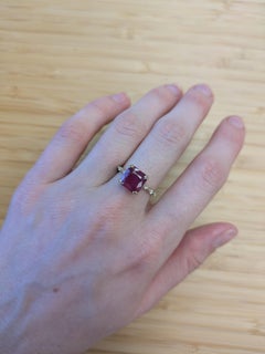 5ct Madagascar Ruby Ring w Natural Diamond Accents in Solid 14K Gold  EM 9mm