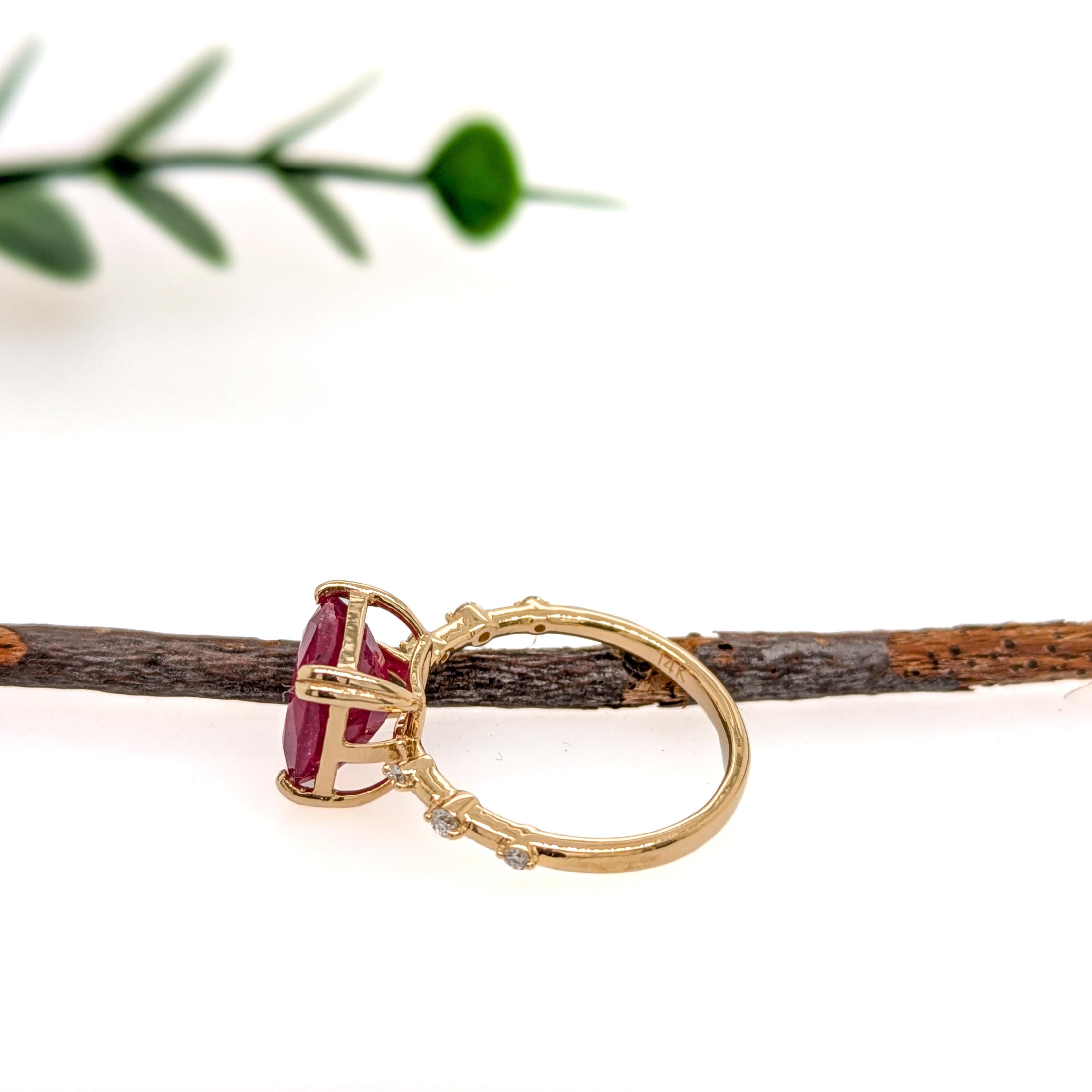 5ct Madagascar Ruby Ring w Natural Diamond Accents in Solid 14K Gold  EM 9mm In New Condition For Sale In Columbus, OH