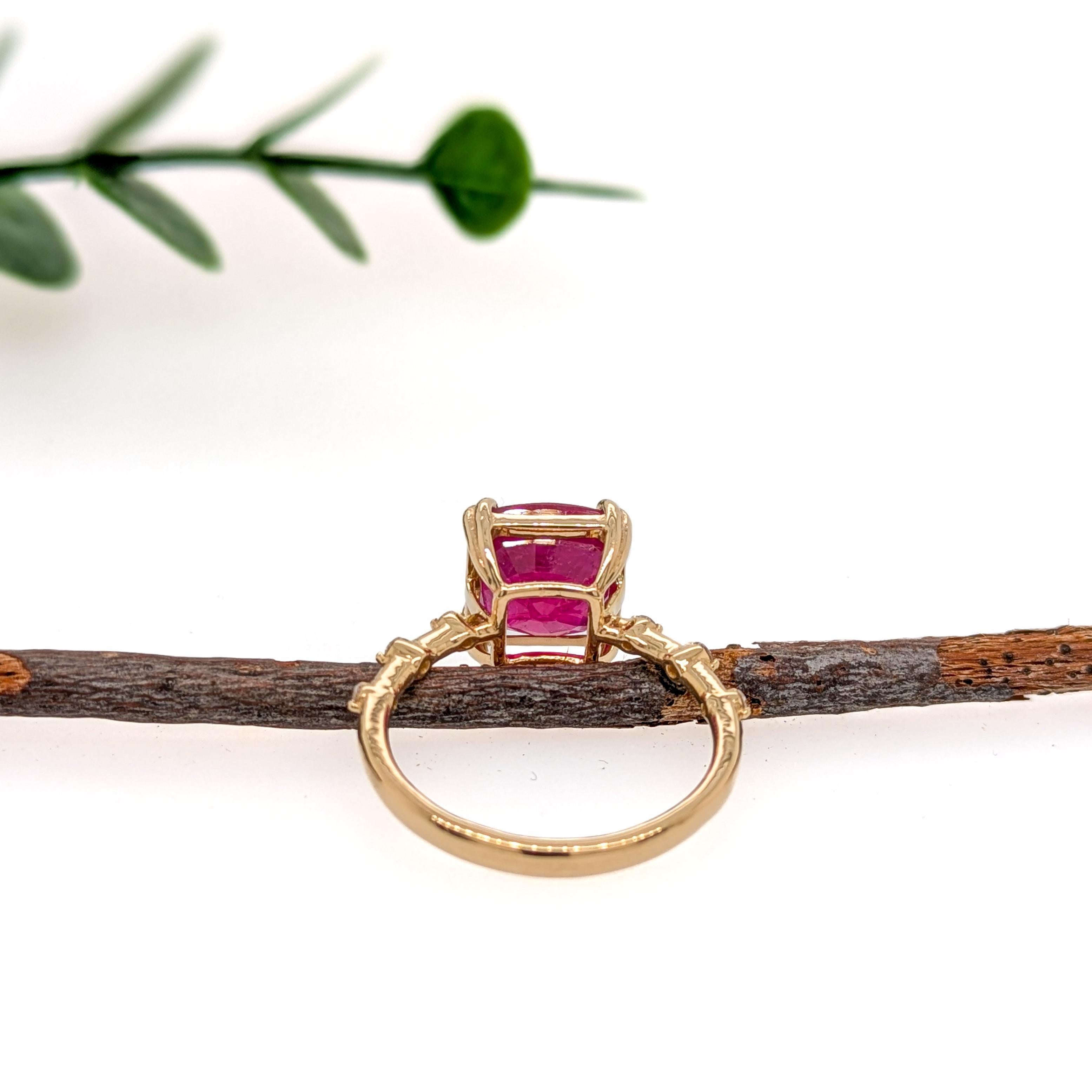 Women's 5ct Madagascar Ruby Ring w Natural Diamond Accents in Solid 14K Gold  EM 9mm For Sale