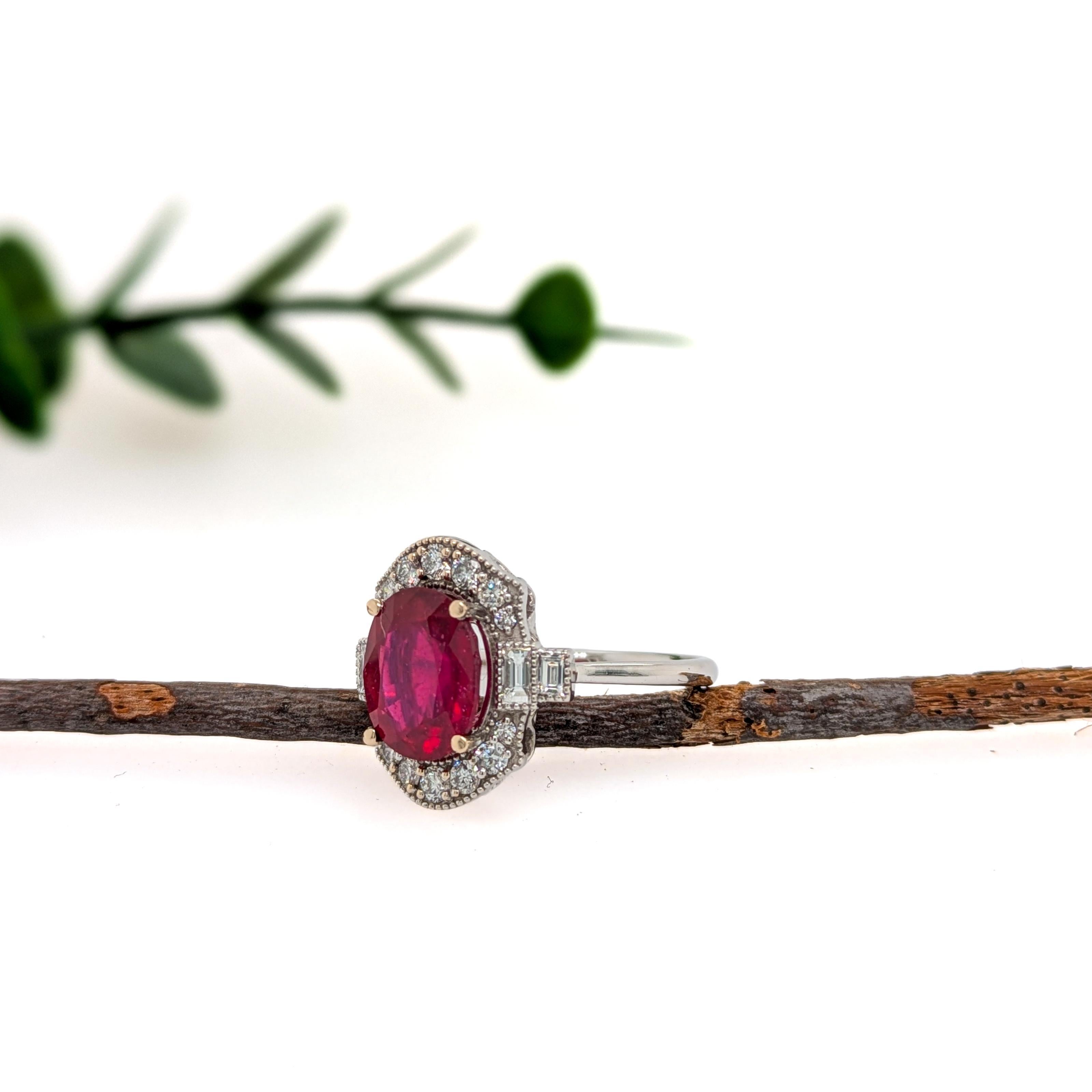 Oval Cut 5ct Madagascar Ruby with Natural Diamond Accents in 14K Solid Gold  OV 11x9mm