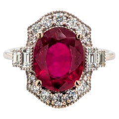 5ct Madagascar Ruby with Natural Diamond Accents in 14K Solid Gold OV 11x9mm