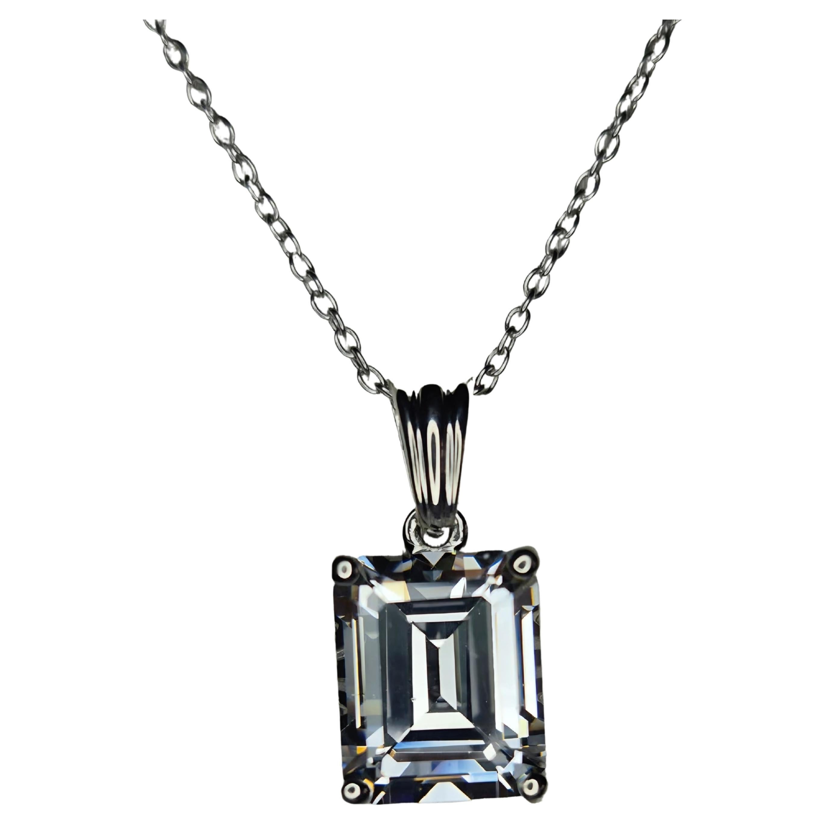 5ct Moissanite Pendant Necklace For Women Birthday Gift 925 Silver.