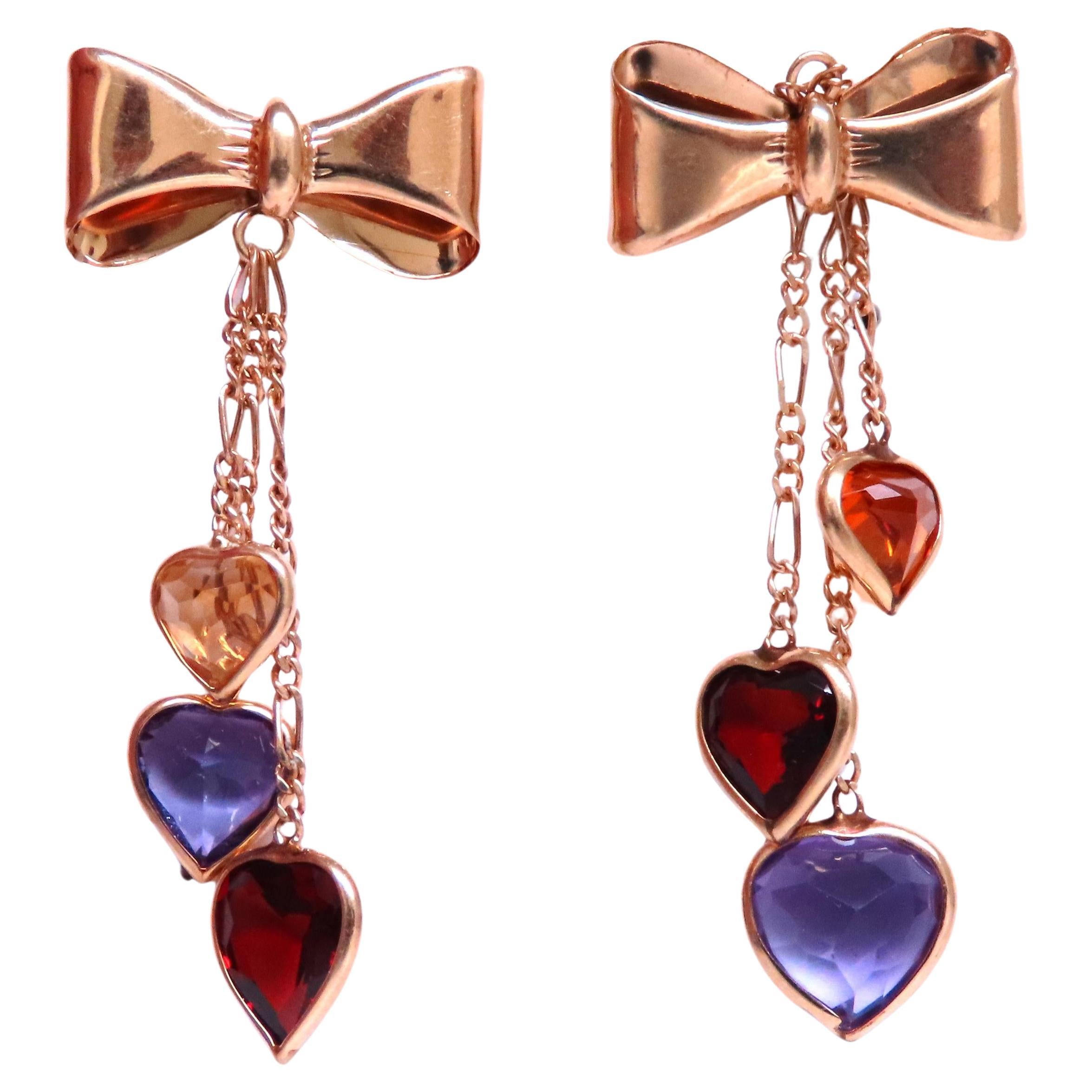 Pendientes Colgantes Arco 5ct Amatista Natural Granate Citrino 14kt