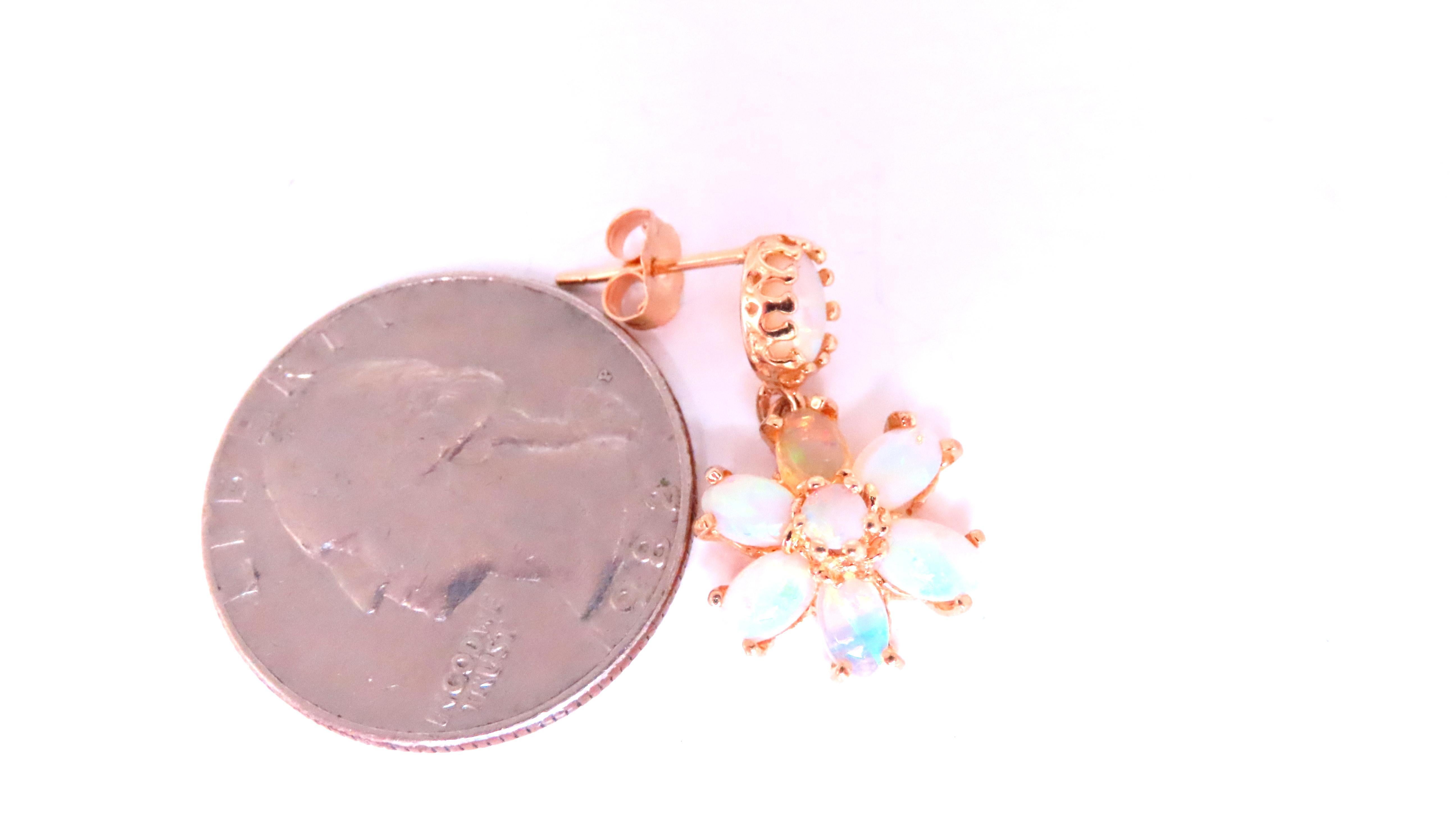 Pendientes Colgantes de Racimo de Ópalo Natural de 5ct Oro de 14kt 12597 Contemporáneo en venta
