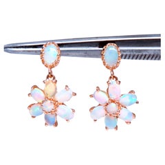 Pendientes Colgantes de Racimo de Ópalo Natural de 5ct Oro de 14kt 12597