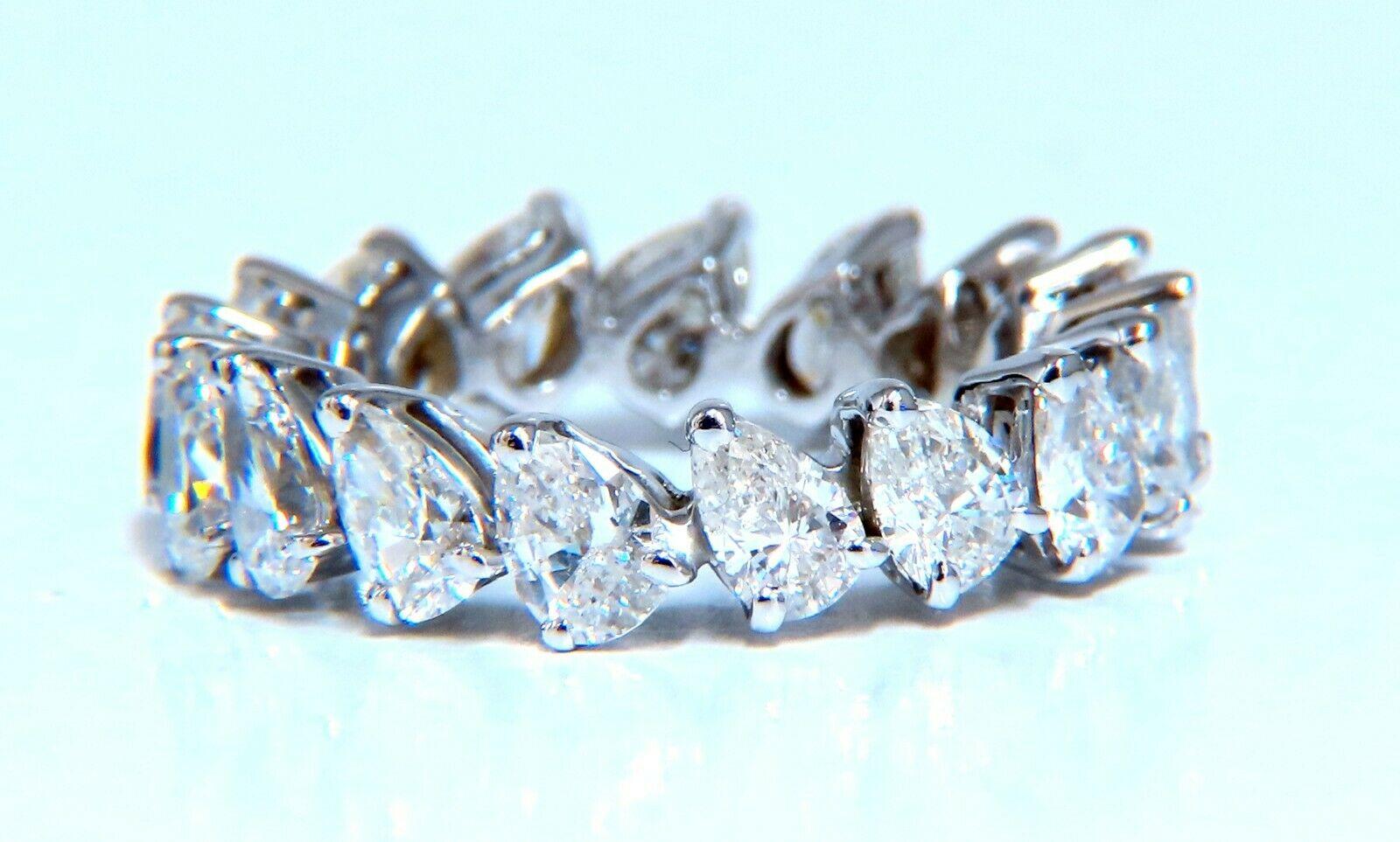 5ct Natural Pear Diamonds Eternity Ring 14kt In New Condition For Sale In New York, NY