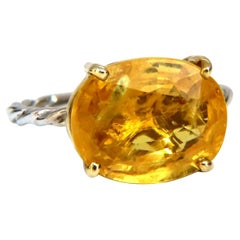 5ct Natural Yellow Sapphire Solitaire Braid Twist Shank Ring 14kt