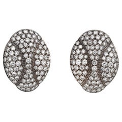 5 Carat Pave Diamond Earrings Vintage Platinum Clip on Large Oval Estate Jewelry
