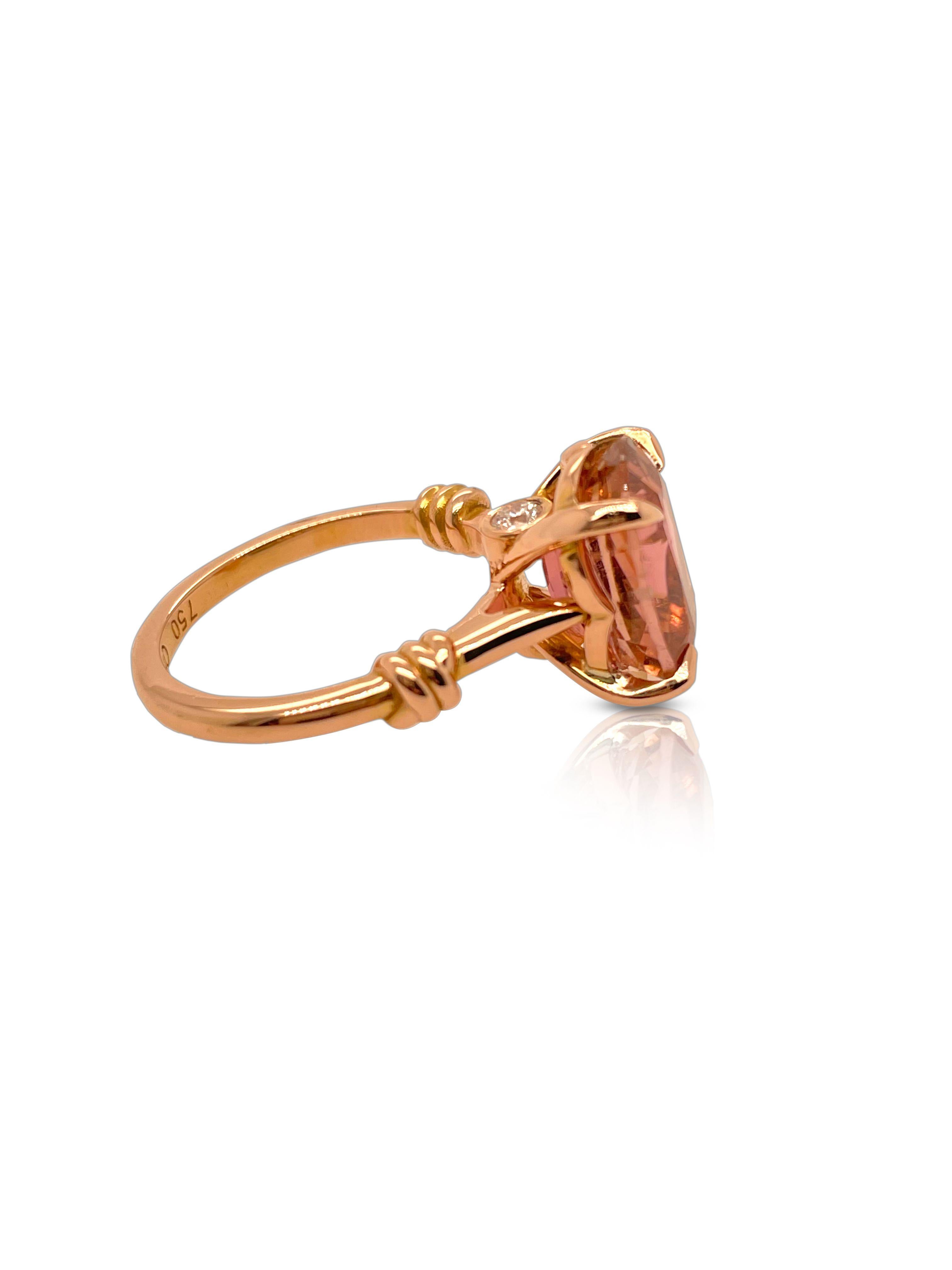 Women's or Men's 5ct Pink Tourmaline and Diamond Forget Me Knot Ring in 18ct Rose Gold For Sale
