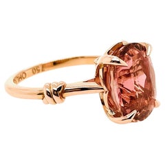 5ct Pink Tourmaline and Diamond Forget Me Knot Ring in 18ct Rose Gold