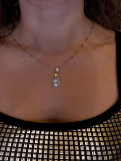 5ct Rare diamond briolette pendant necklace 8.10gr 14KT gold