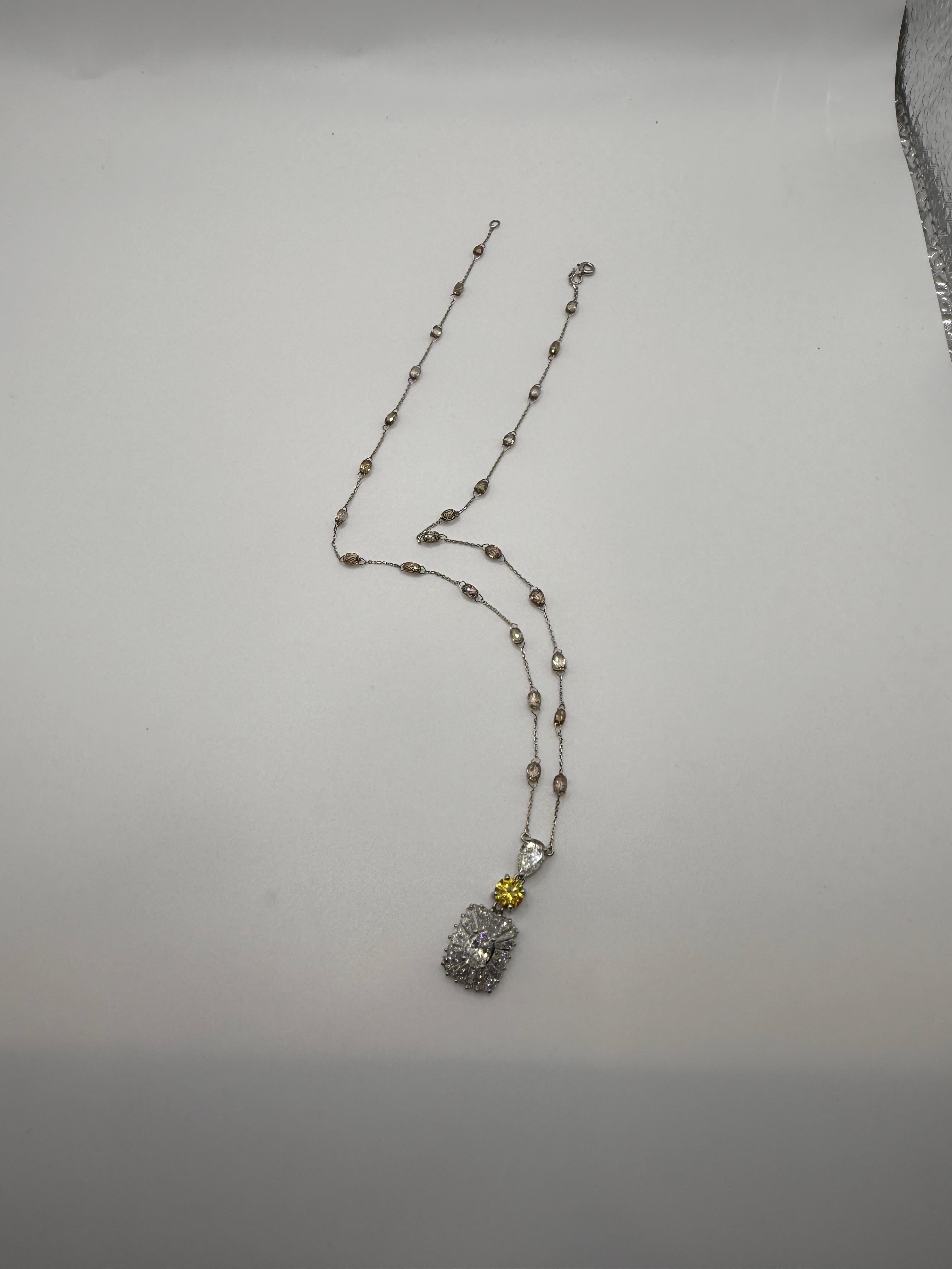 da uomo o donna Collana con diamante briolette 5ct Rare 8.10gr oro 14KT in vendita