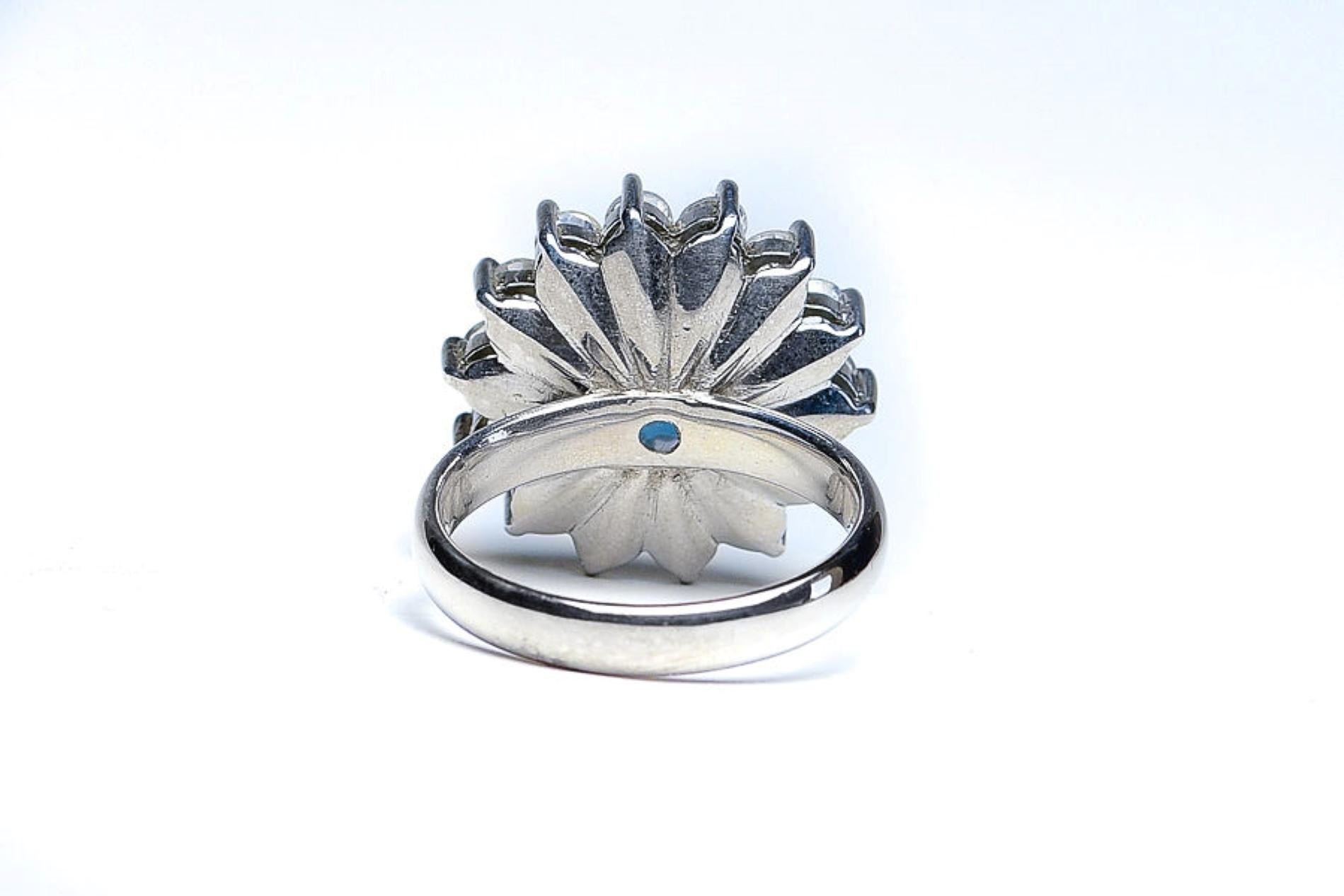 NO RESERVE 5ct Round BLUE TOPAZ Platinum SILVER Cocktail Ring  In New Condition For Sale In Sheridan, WY