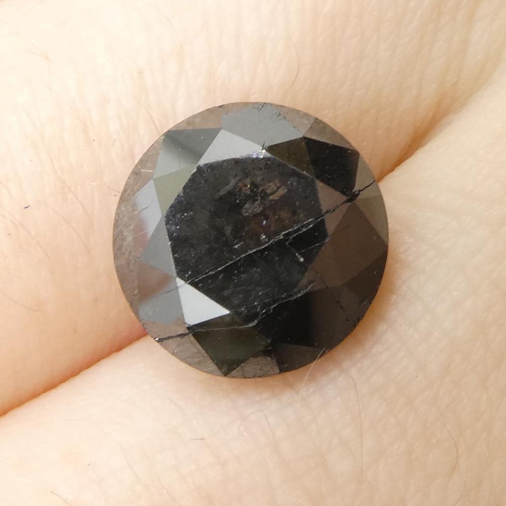 5ct Round Brilliant Cut Black Diamond  For Sale 5