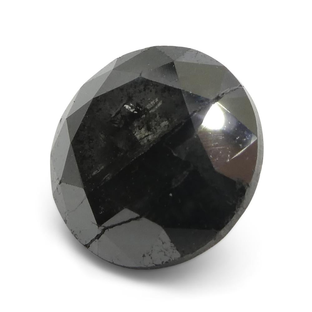 5ct Round Brilliant Cut Black Diamond  For Sale 7
