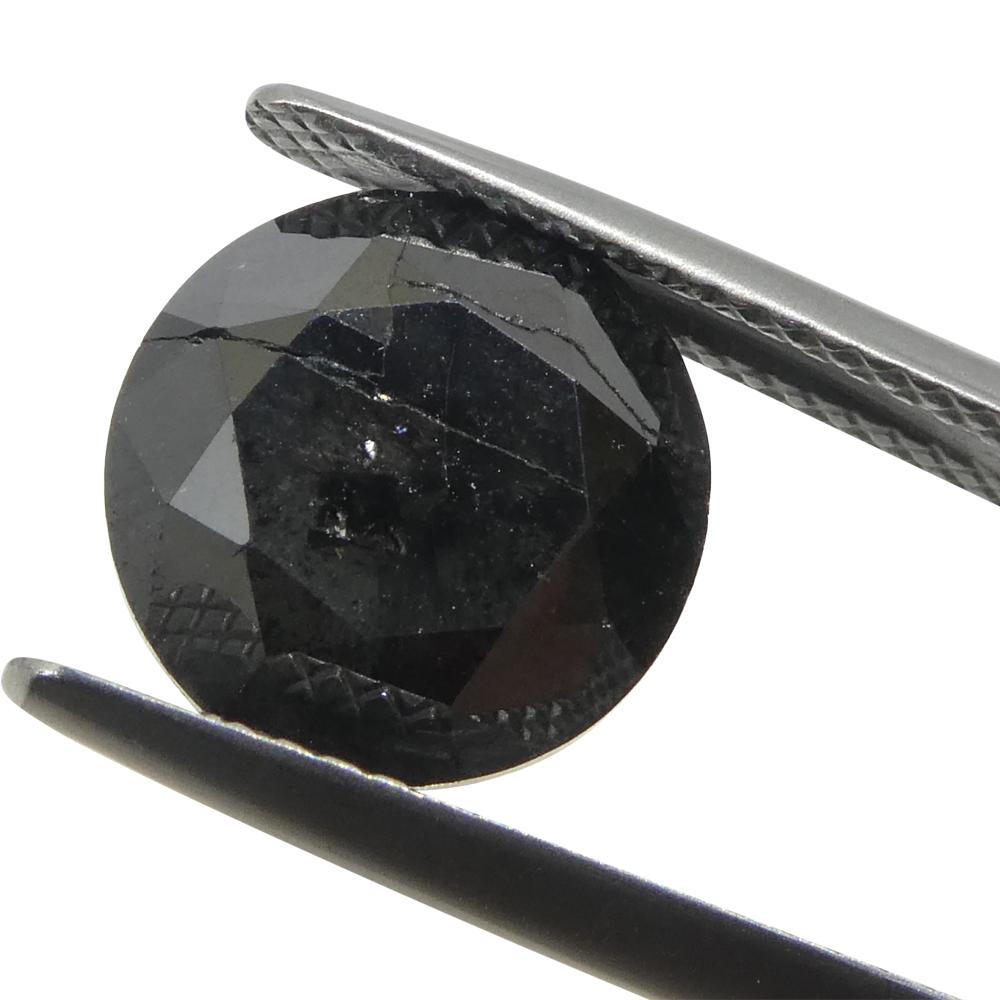 5ct Round Brilliant Cut Black Diamond  For Sale 3
