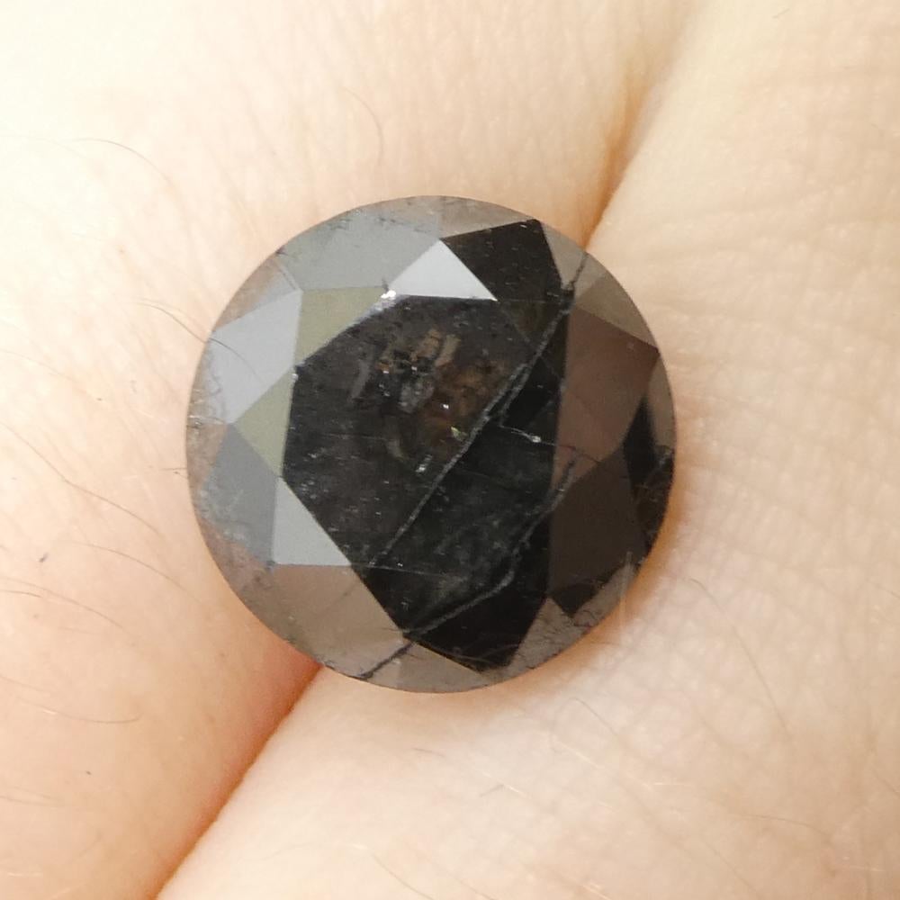 5ct Round Brilliant Cut Black Diamond  For Sale 4
