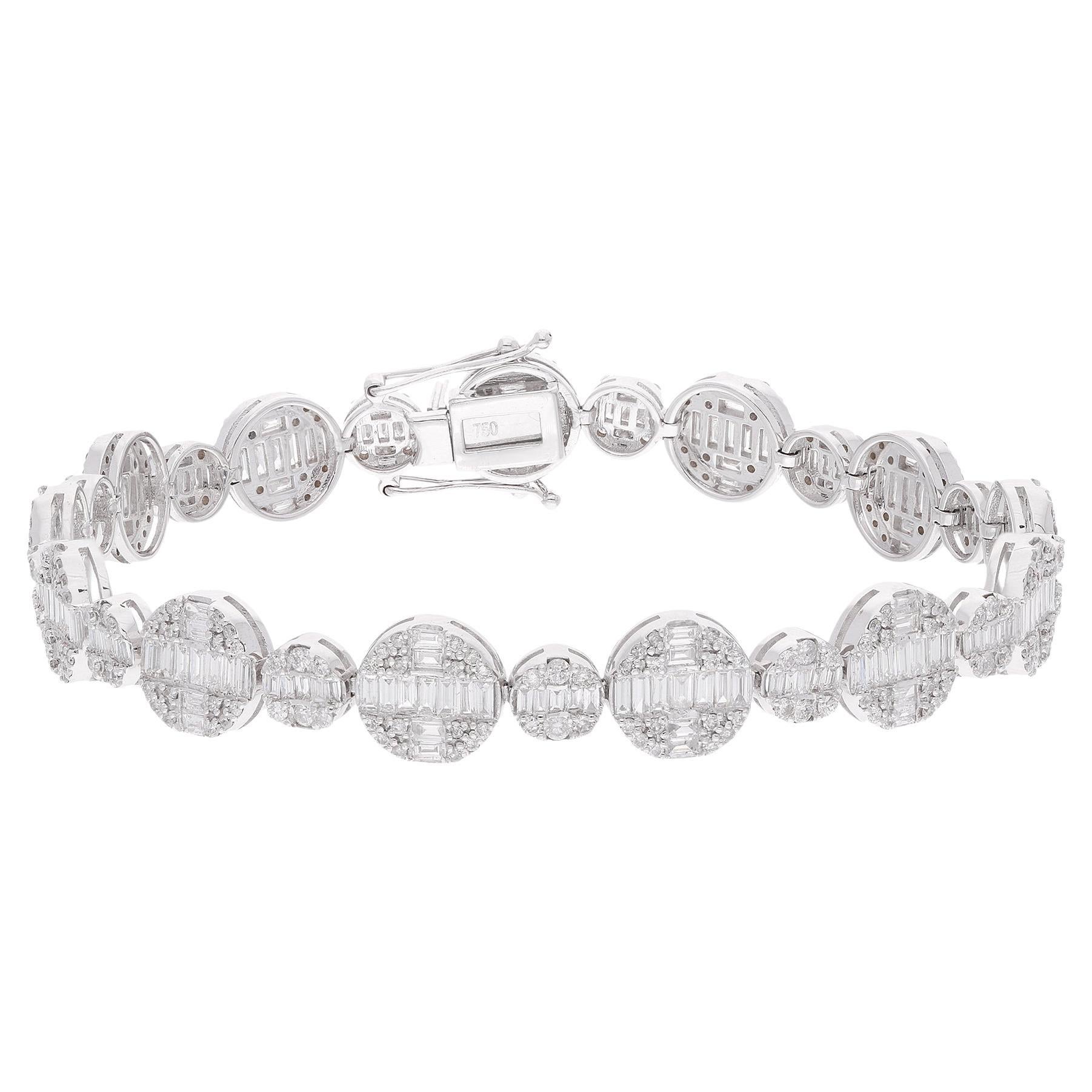 5ct SI Claridad HI Color Diamante Baguette Multi Disco Pulsera Oro Blanco 14kt en venta