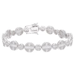 5ct SI Clarity HI Color Baguette Diamond Multi Disc Bracelet 14kt White Gold