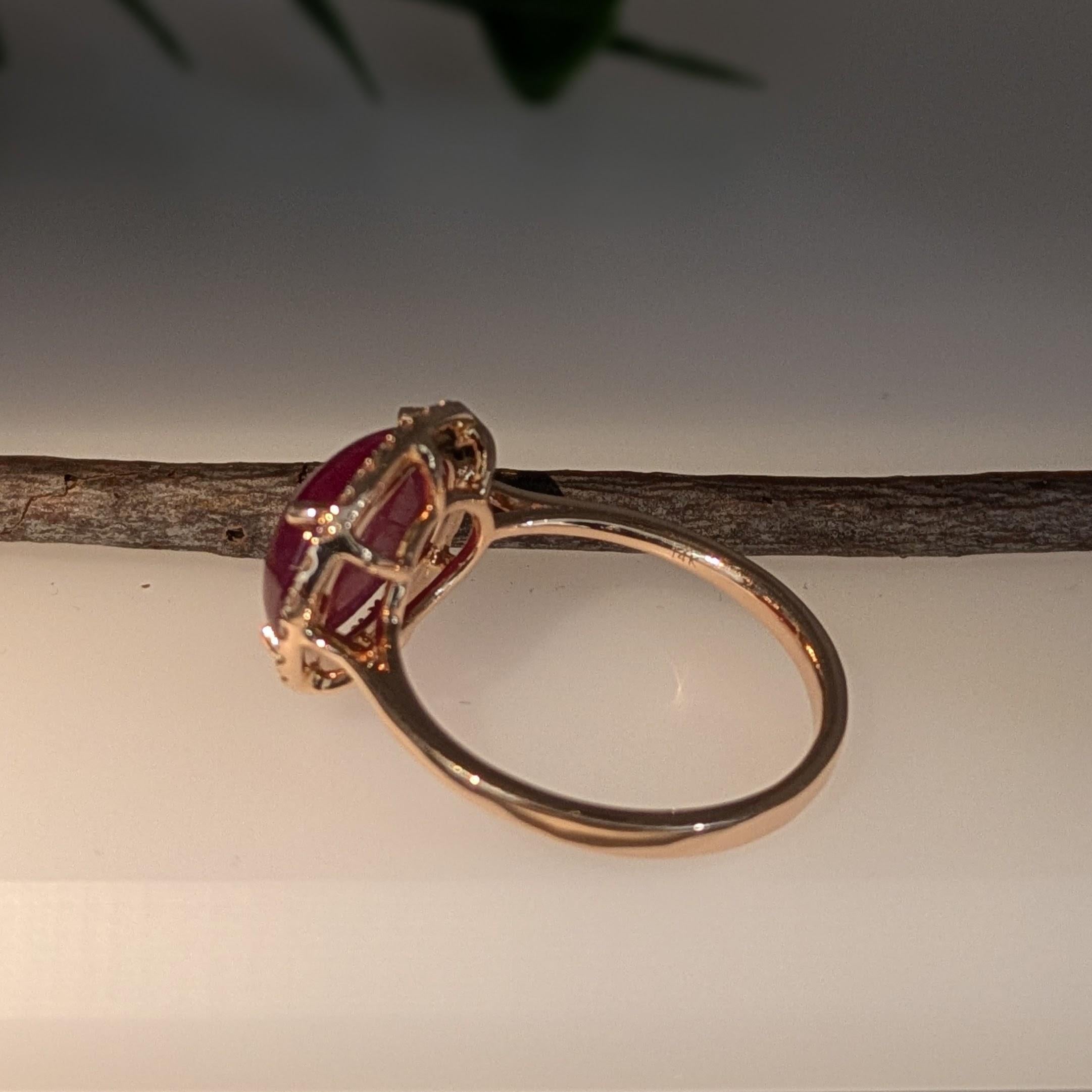 5ct Star Ruby Ring w Natural Diamond Halo in Solid 14K Yellow Gold  OV 12x9mm For Sale 1