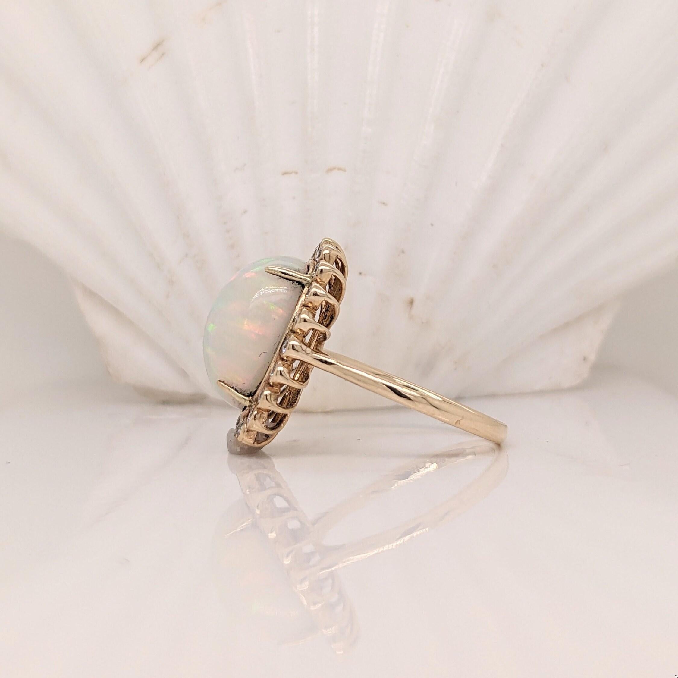 Oval Cut 5ct Stunning Opal Ring w Natural Diamond Accents in 14k Yellow Gold OV 14x10mm For Sale