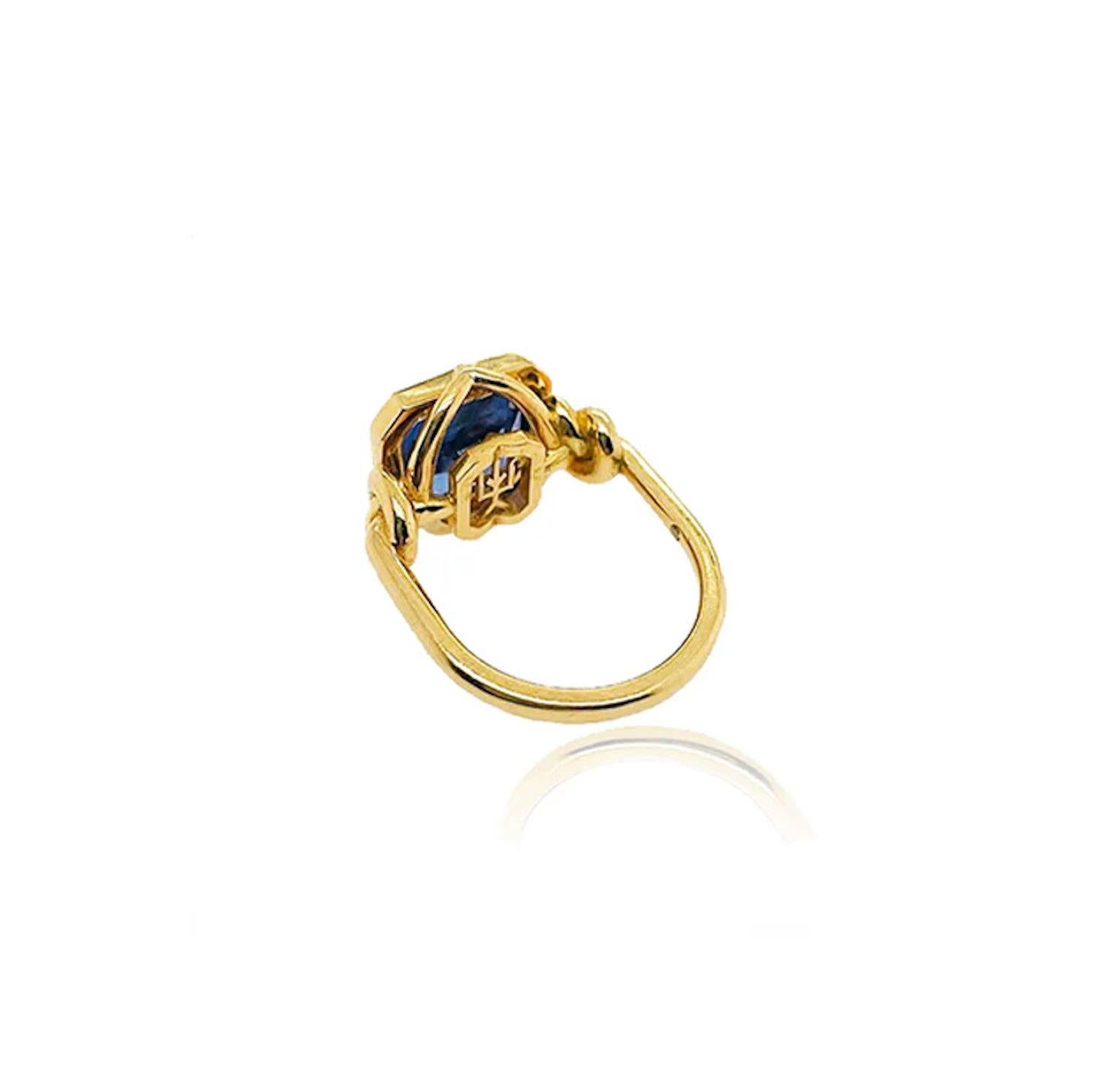 For Sale:  5ct Tanzanite Forget Me Knot Ring in 18ct Yellow Gold 5
