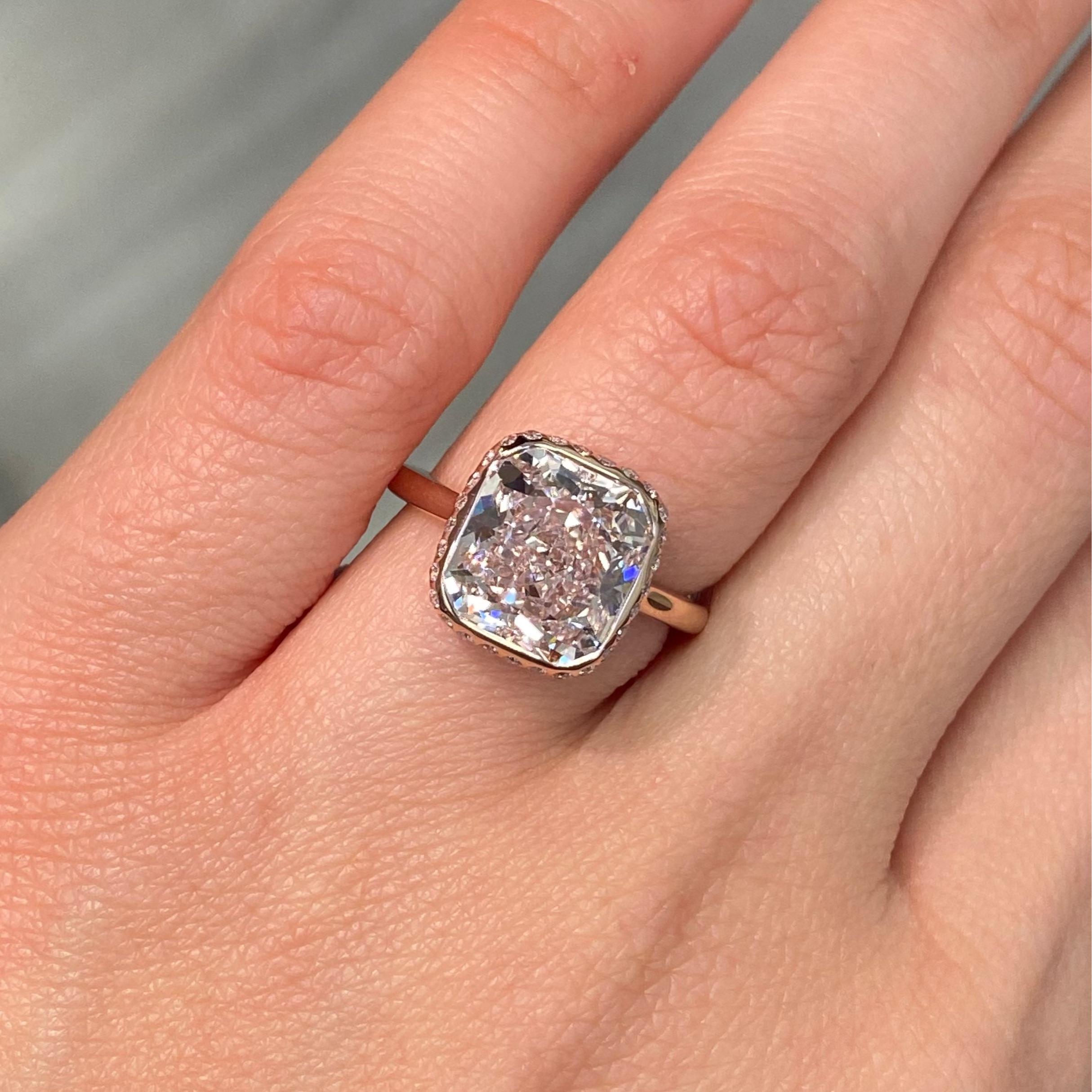 Women's 5ct Very Light Pink Diamond Bezel Set Statement Ring For Sale