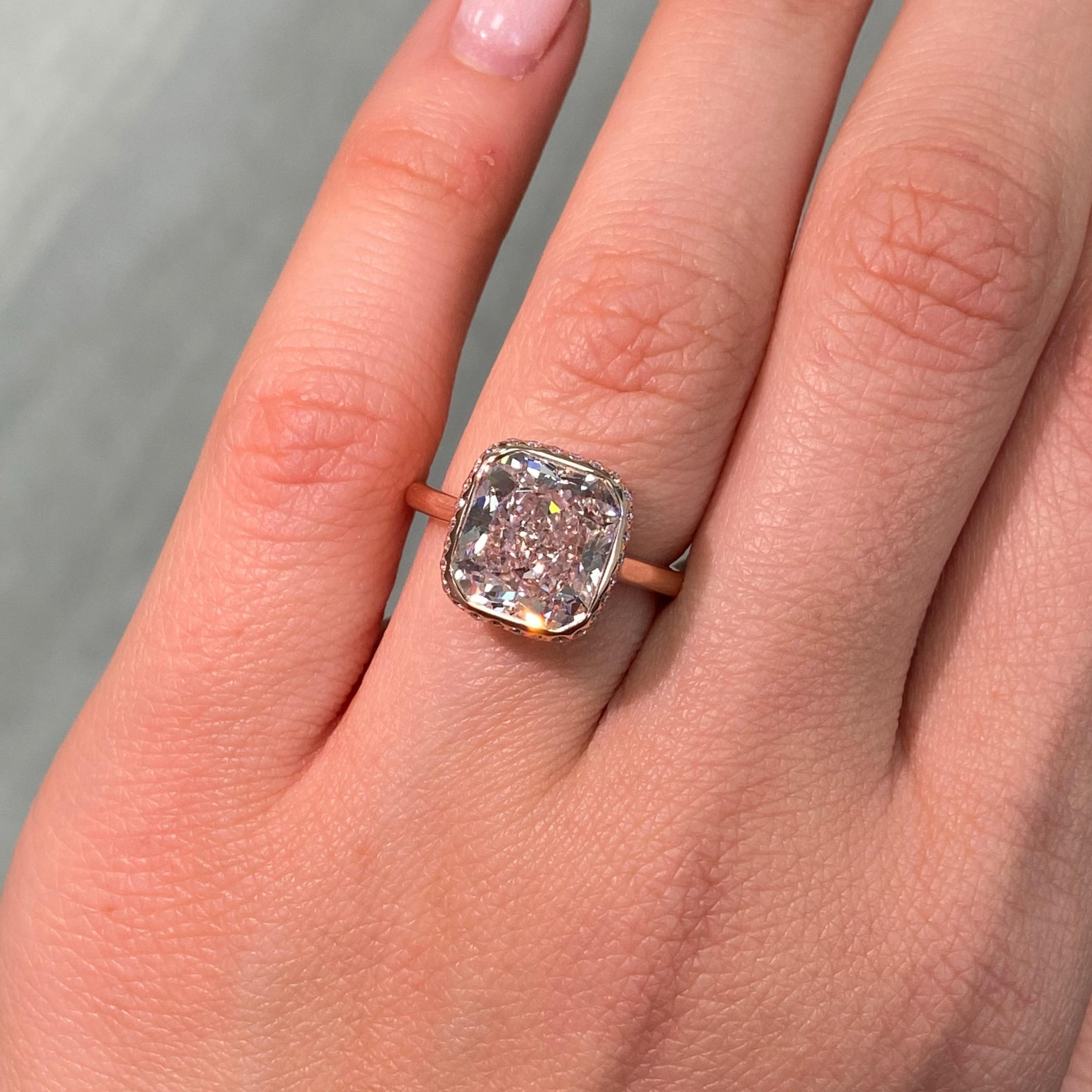 5ct Very Light Pink Diamond Bezel Set Statement Ring For Sale 1
