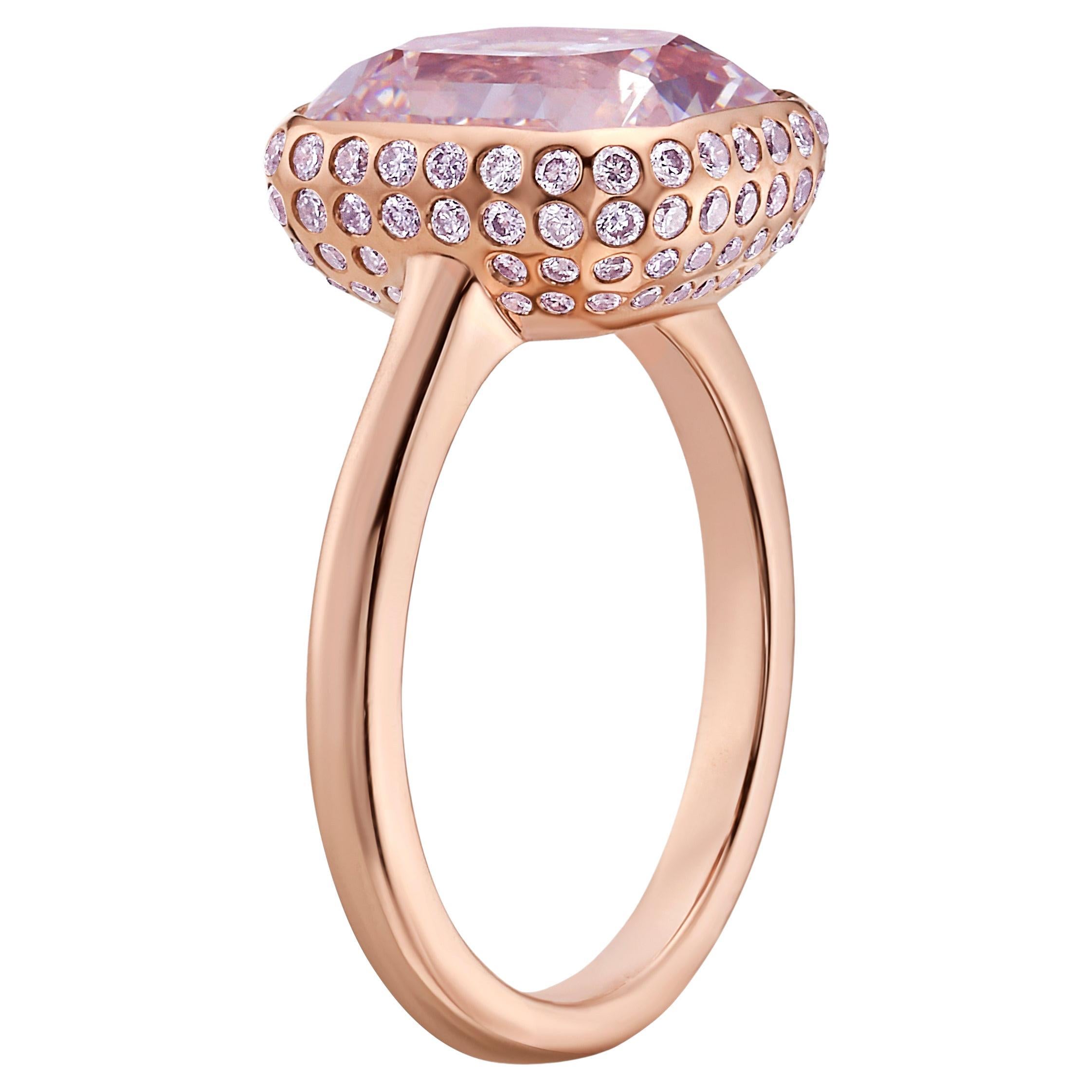 5ct Very Light Pink Diamond Bezel Set Statement Ring
