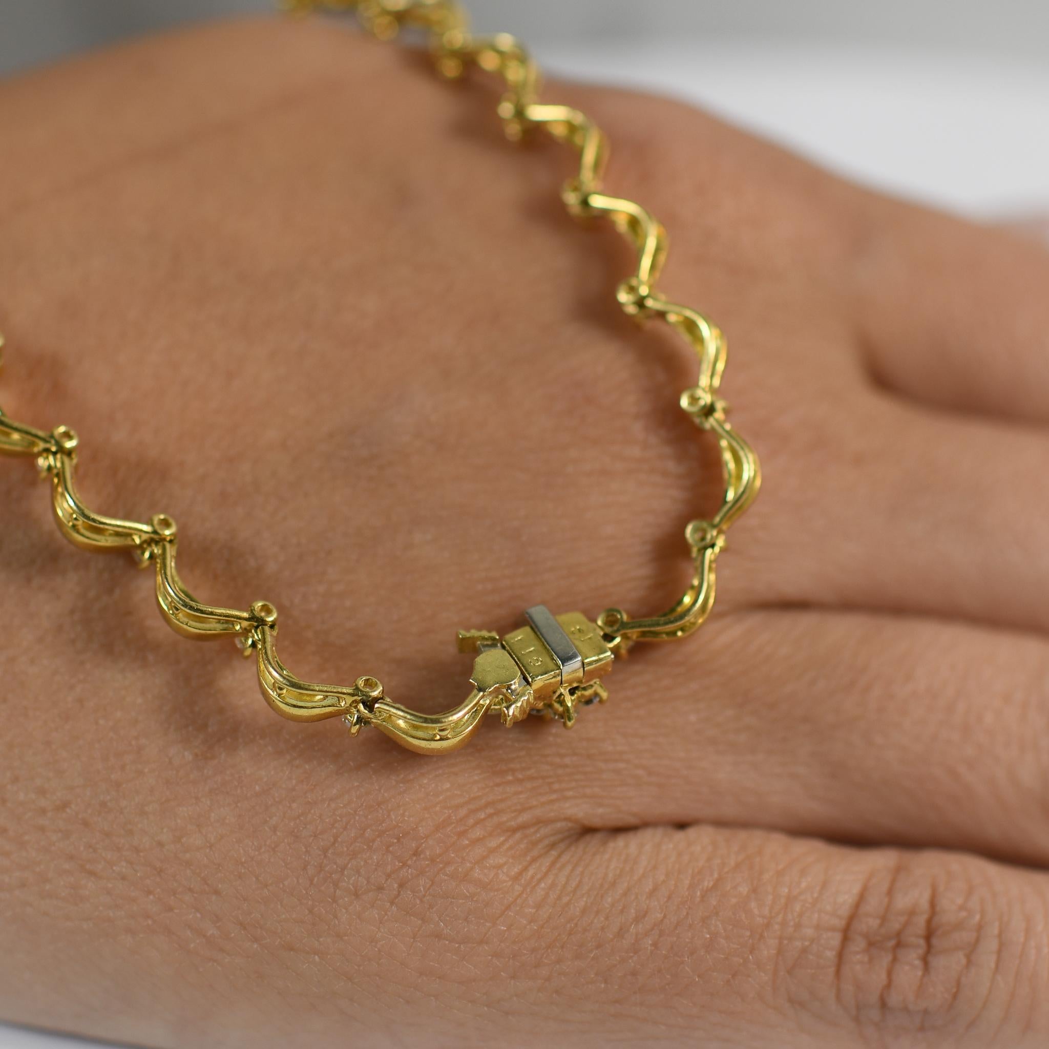 5ctw Diamond Riviera Necklace w Emerald Heart Enhancer Drop Pendant in 18K Gold For Sale 4