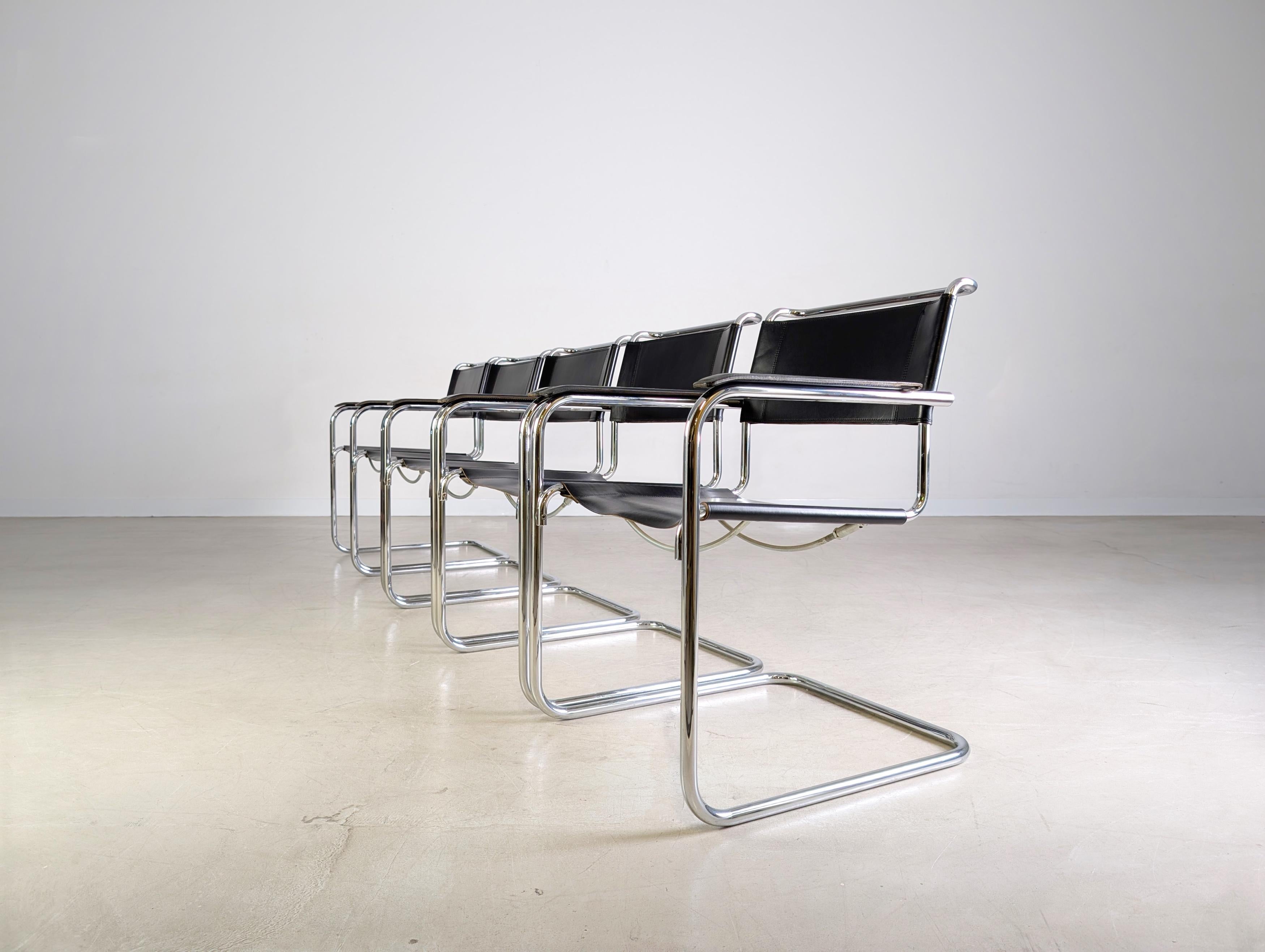 5er Set Thonet S34 Midcentury Freischwinger Mart Stam Leder en vente 1