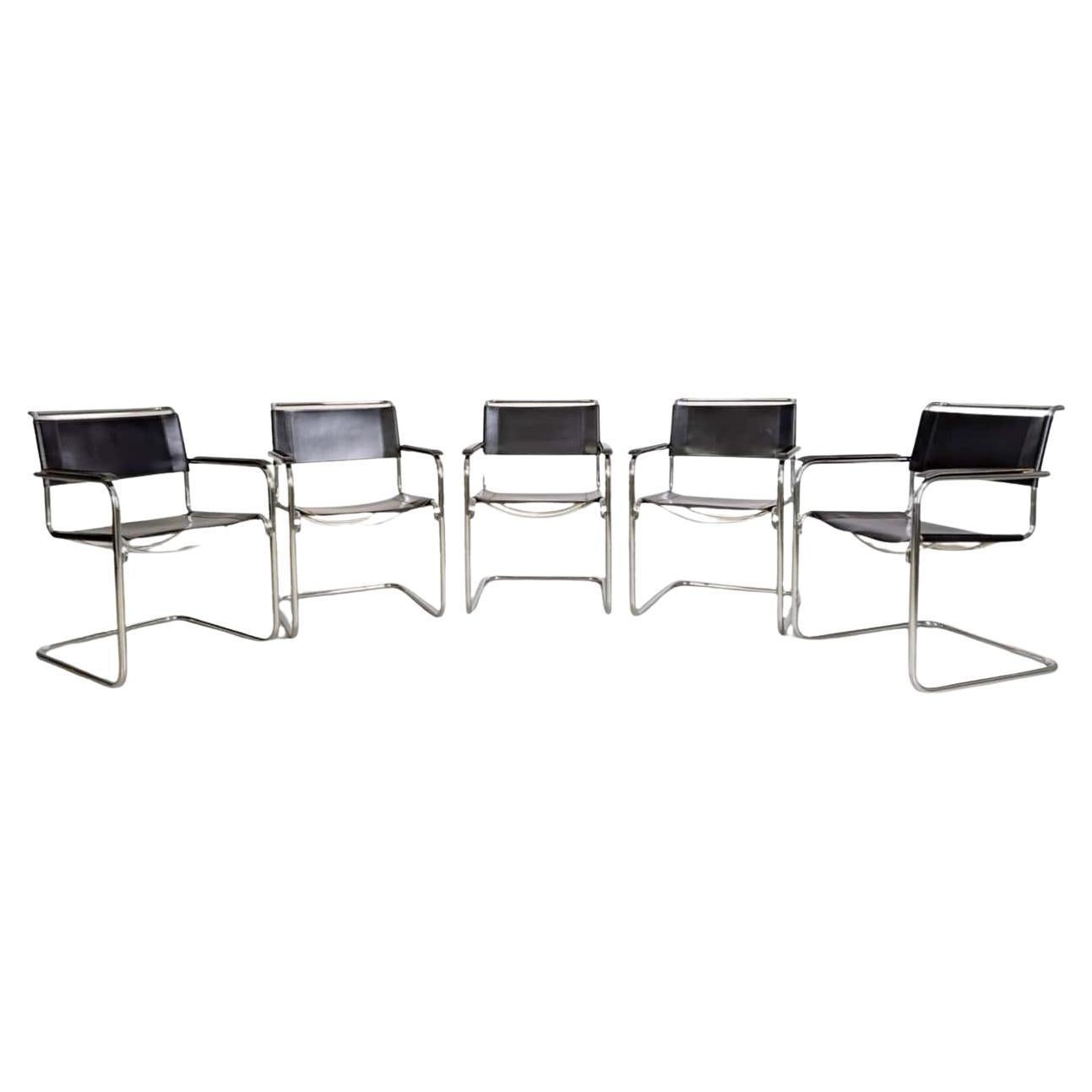 5er Set Thonet S34 Midcentury Freischwinger Mart Stam Leder