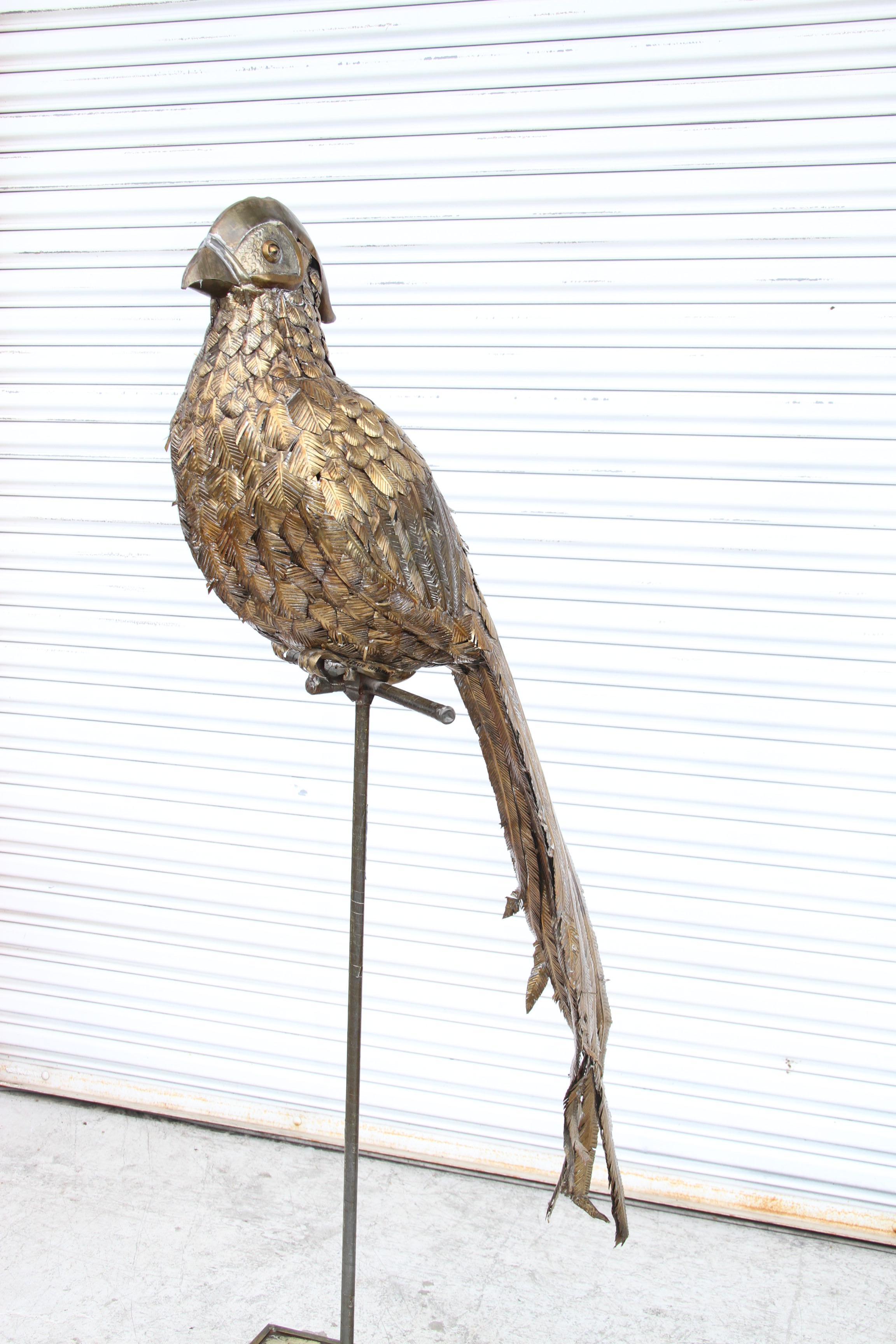 5FT Large Sergio Bustamante Pheasant Bird Sculpture 54/100 Signed

Sergio Bustamante is a world reknown Artist and sculptor with art collected internationally.
This brass and copper sculpture stands over five feet tall and is mounted on a weighted