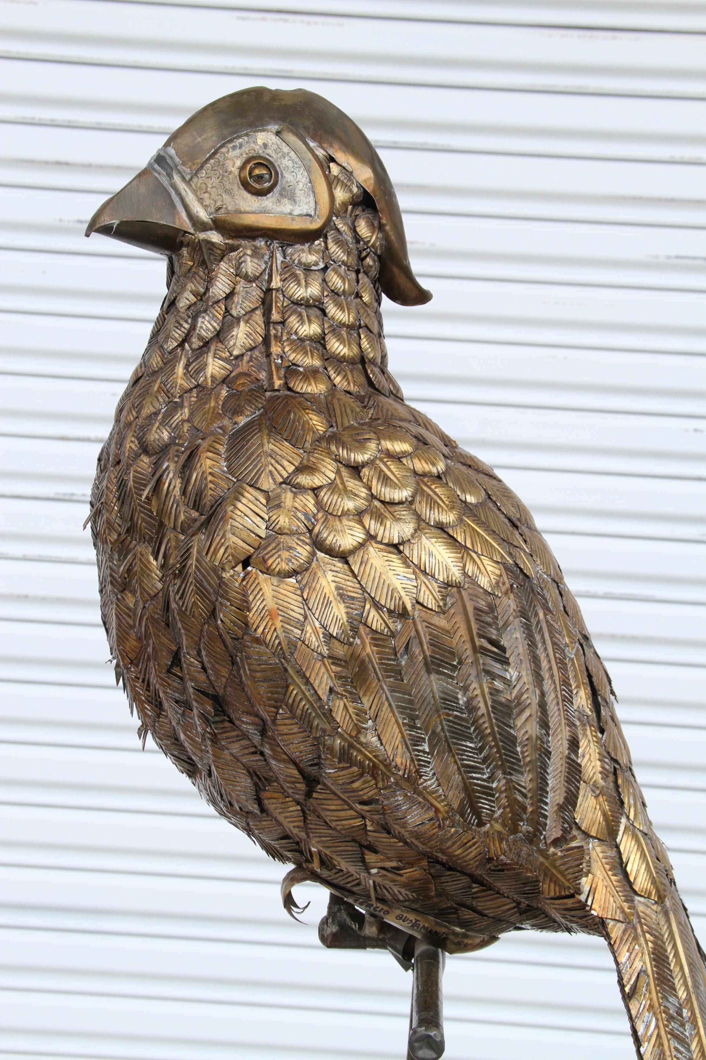 Grande sculpture d'oiseau faisan de Sergio Bustamante de 5FT signée 54/100 Bon état - En vente à Pasadena, TX