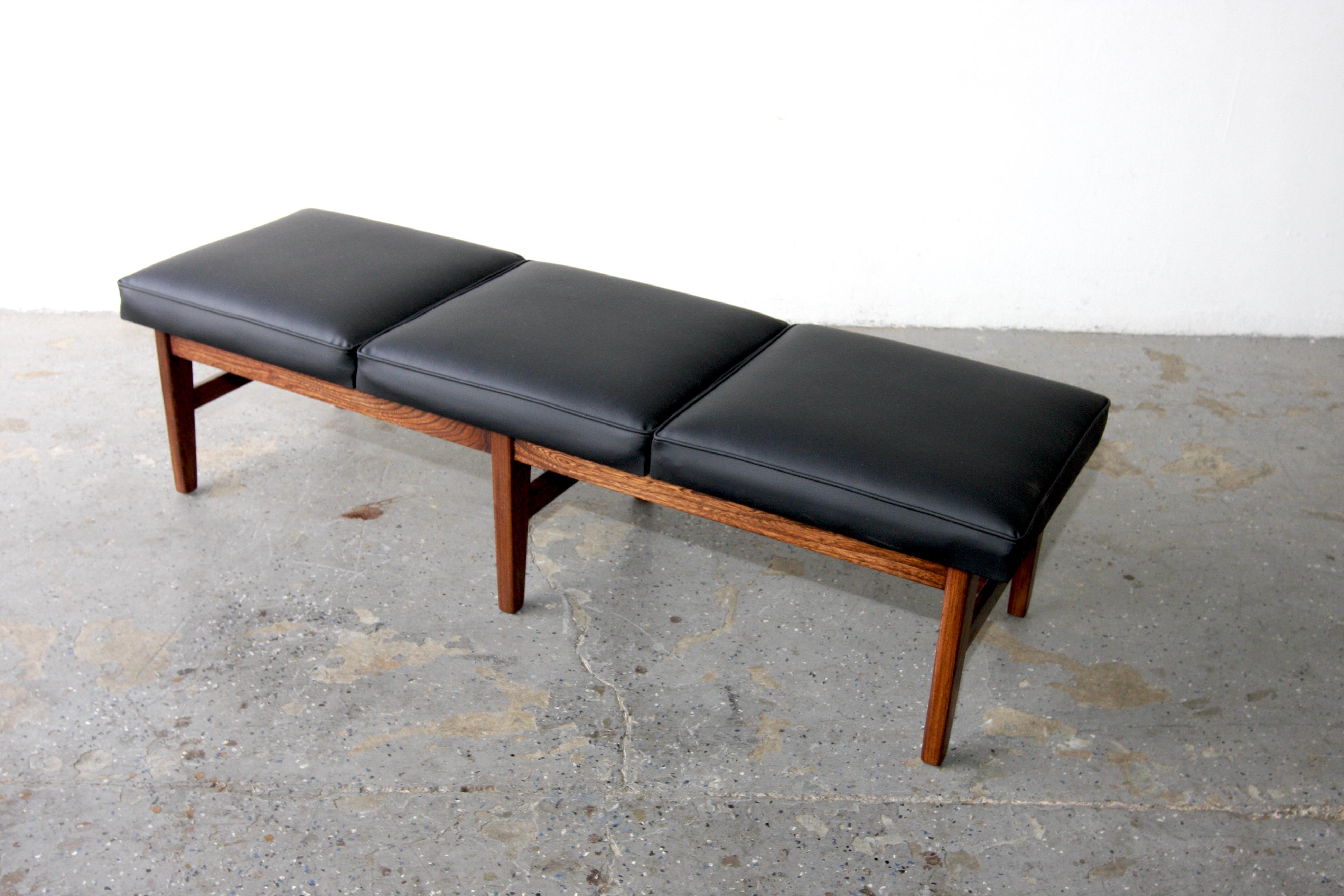 American 5ft  Mid Century Modern 3-Seat Cushion Bench