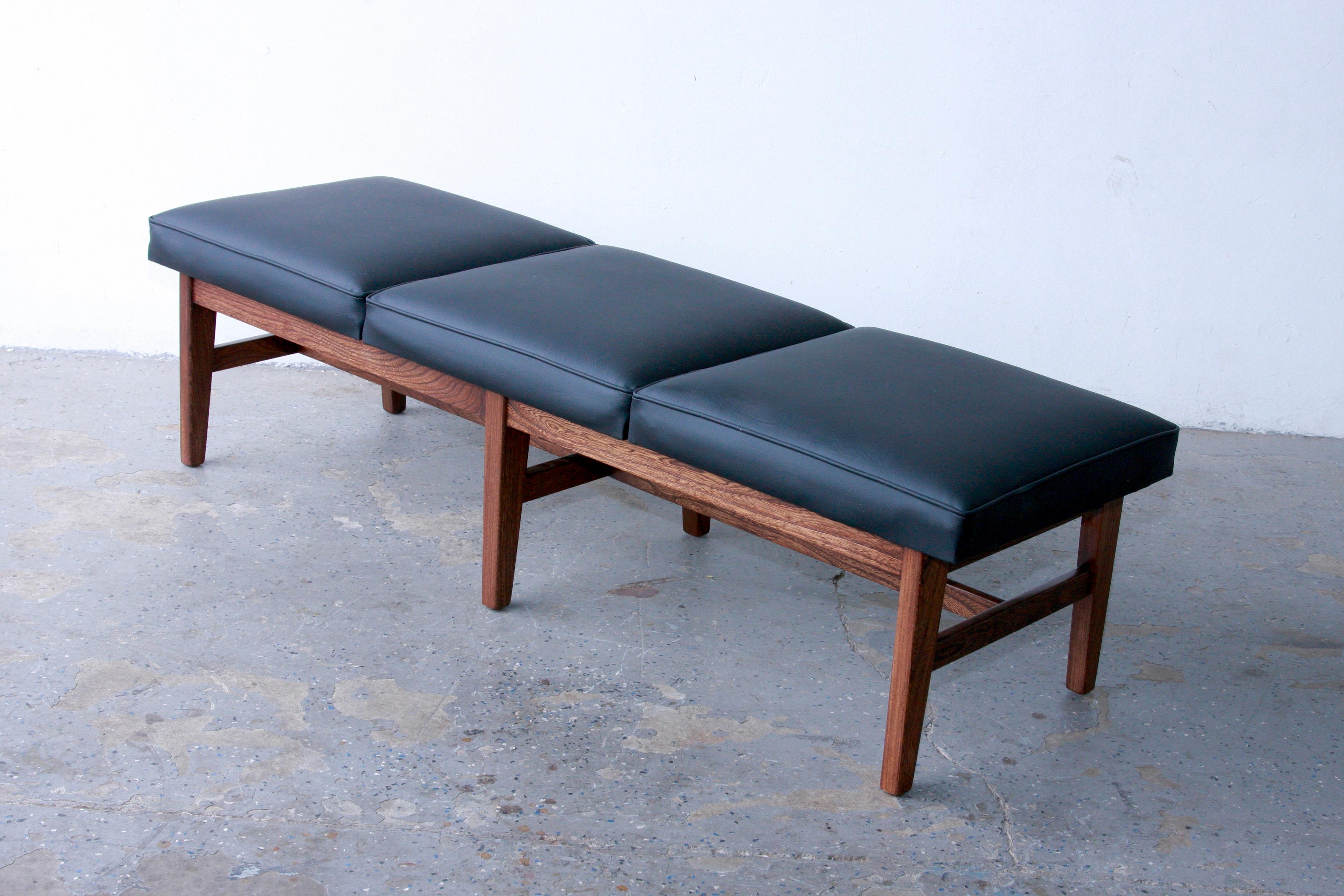 5ft  Mid Century Modern 3-Seat Cushion Bench 1