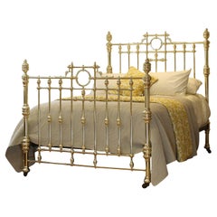 5ft Wide Brass Antique Bed with Decorative Brass Gallery and Ring MK319