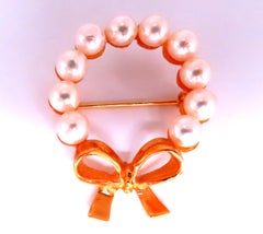 5mm Baroque Pearl Ribbon Crest Cufflink 14kt 12537*