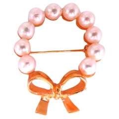 5mm Baroque Pearl Ribbon Crest Cufflink 14kt 12537*