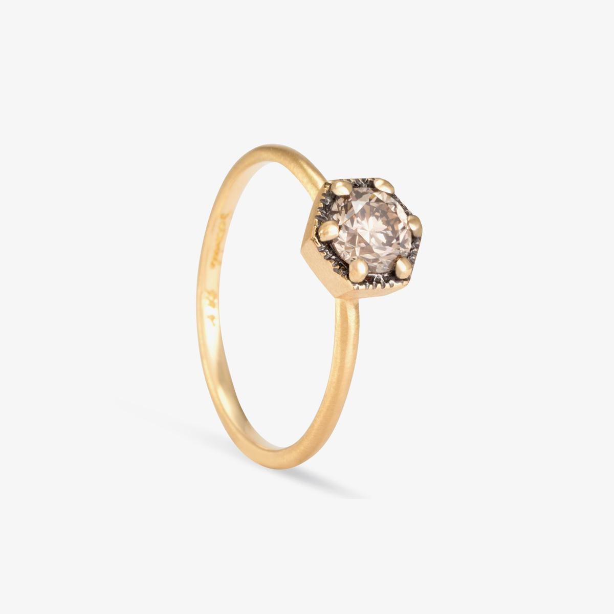 For Sale:  5mm Brown Diamond Hexagon Ring 2