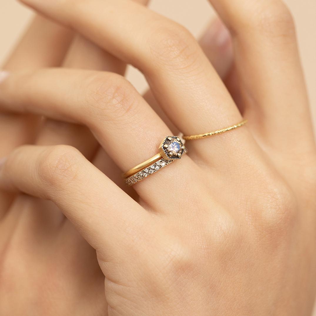 Im Angebot: 5 mm brauner Diamant-Sechskant-Ring () 4