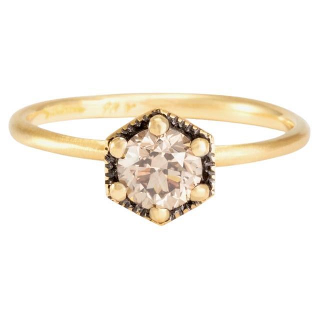 For Sale:  5mm Brown Diamond Hexagon Ring