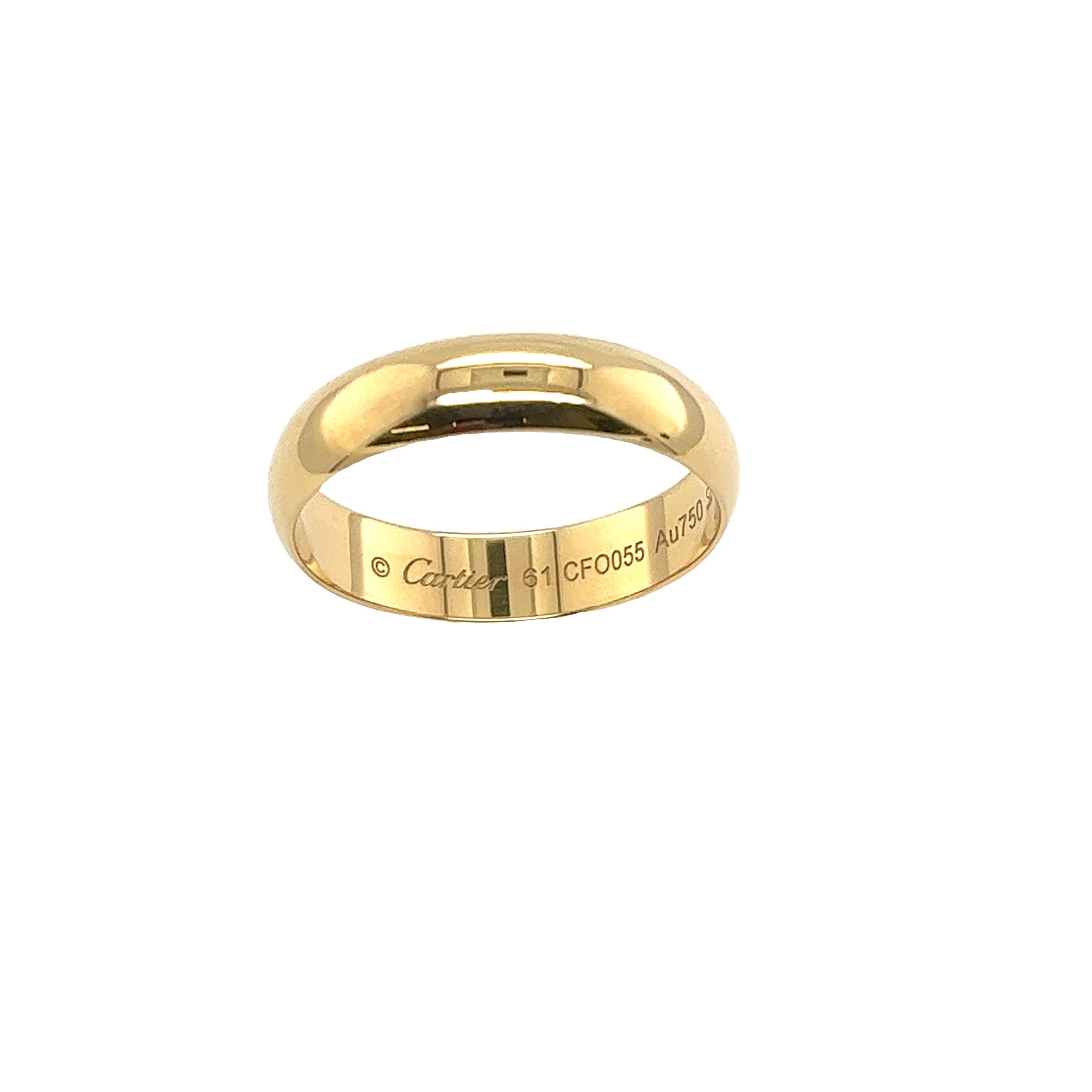 5mm Cartier 18ct Yellow Gold D- shape Wedding Ring With Original Cartier Box  In Excellent Condition For Sale In London, GB