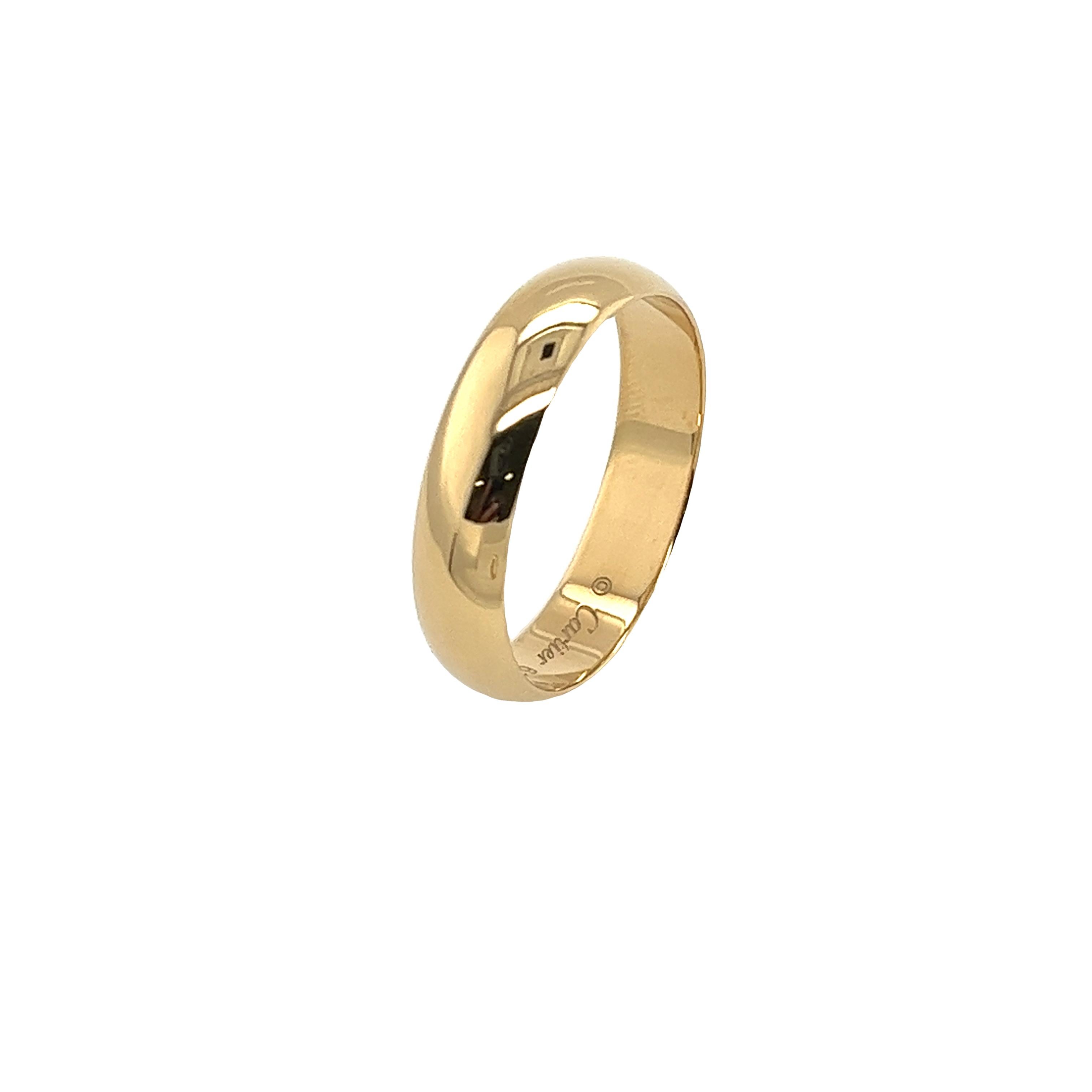 Women's or Men's 5mm Cartier 18ct Yellow Gold D- shape Wedding Ring With Original Cartier Box  For Sale