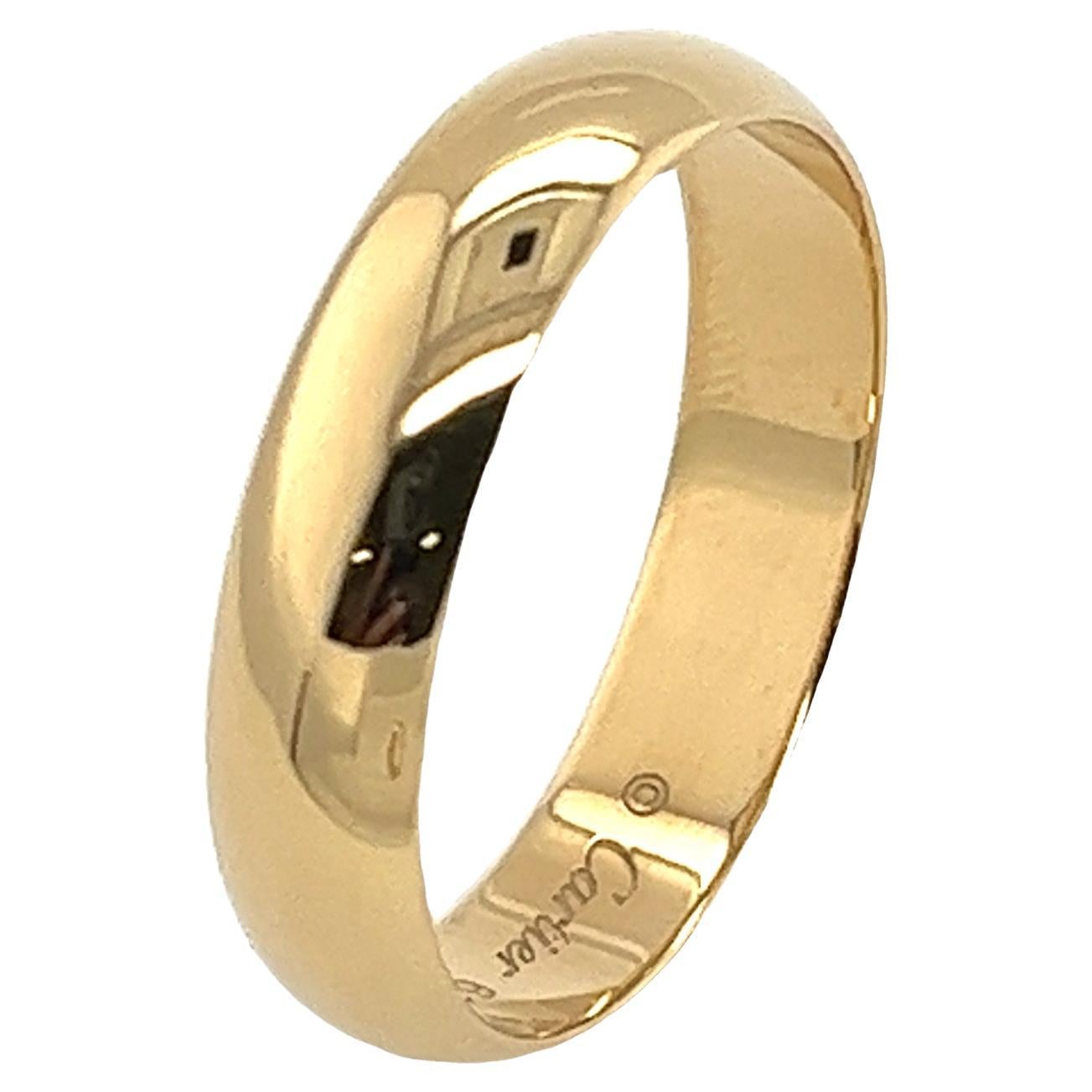 5mm Cartier 18ct Yellow Gold D- shape Wedding Ring With Original Cartier Box  For Sale
