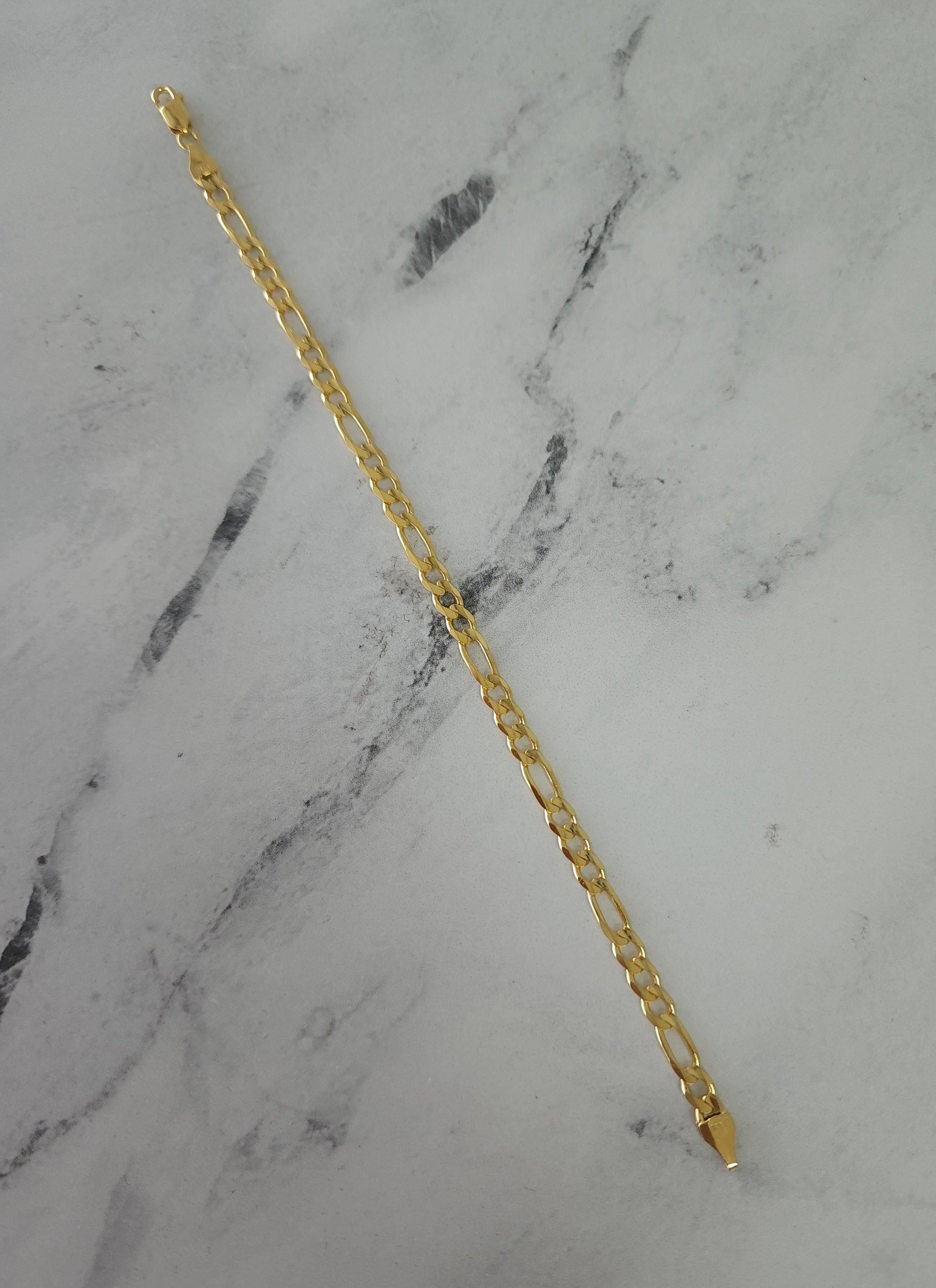 Bracciale classico Figaro da 5 mm - Cavigliera in oro giallo 14 carati In condizioni Nuovo in vendita a Sugar Land, TX