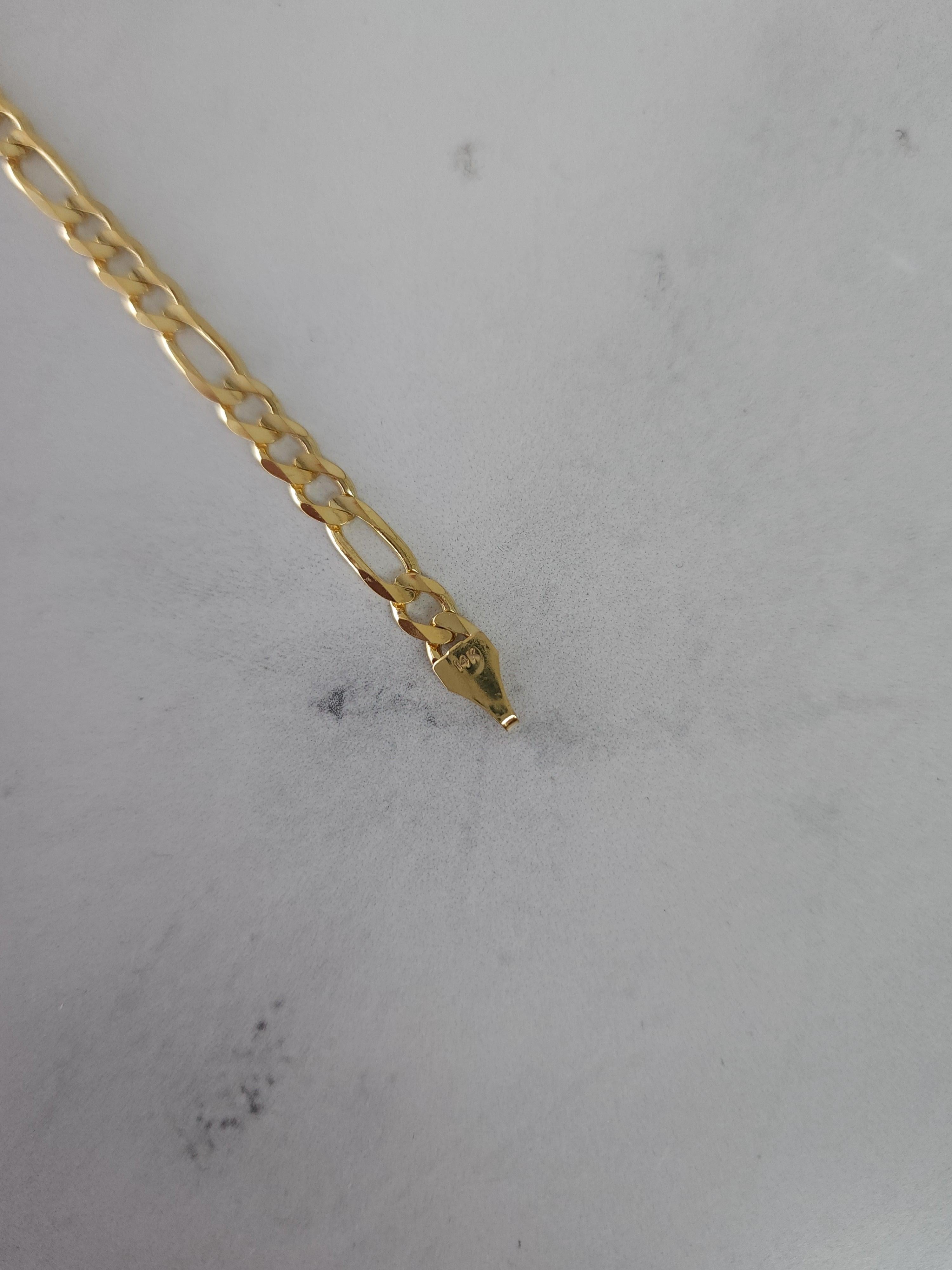 da uomo o donna Bracciale classico Figaro da 5 mm - Cavigliera in oro giallo 14 carati in vendita