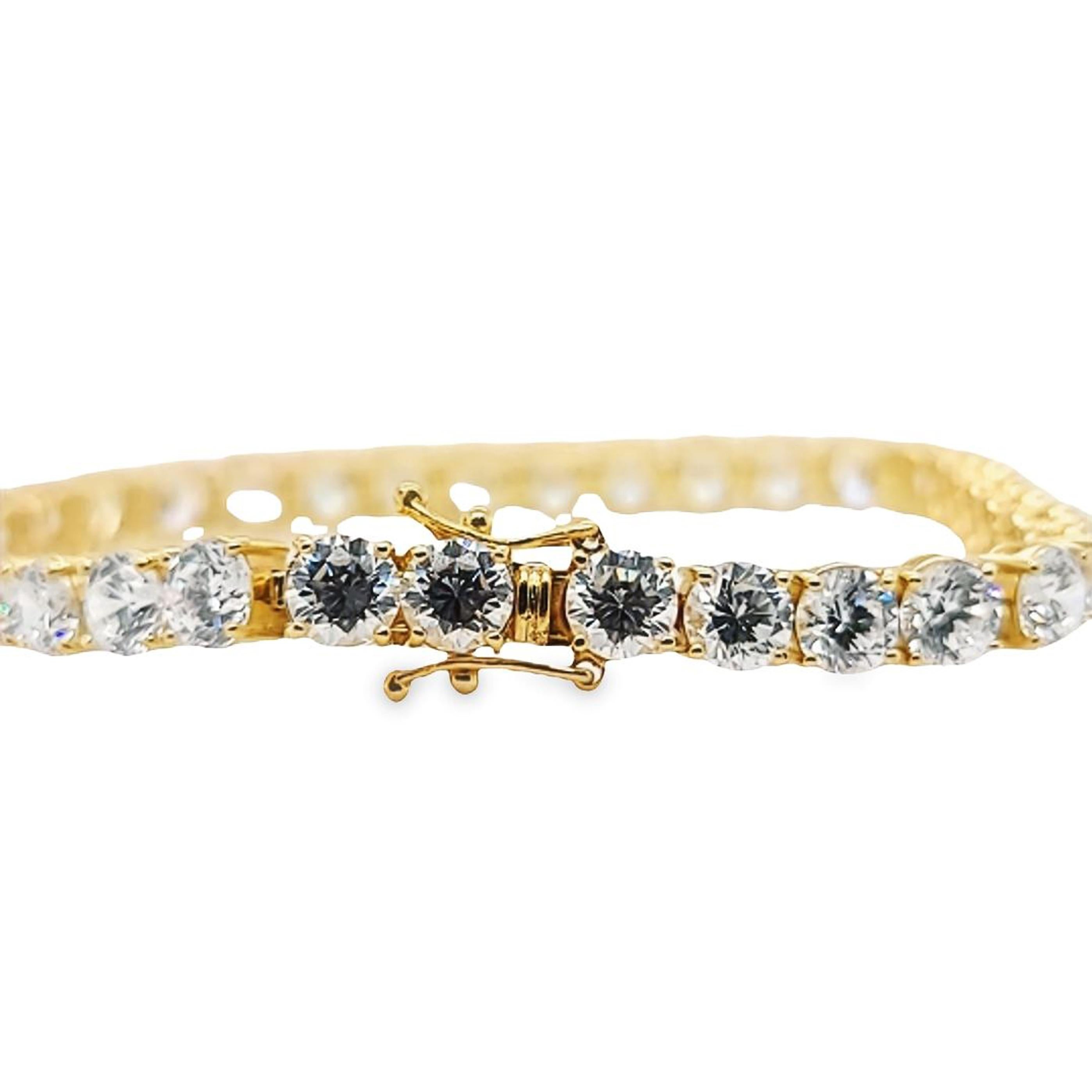 Women's or Men's 5mm CZ Line Bracelet in Yellow Gold For Sale
