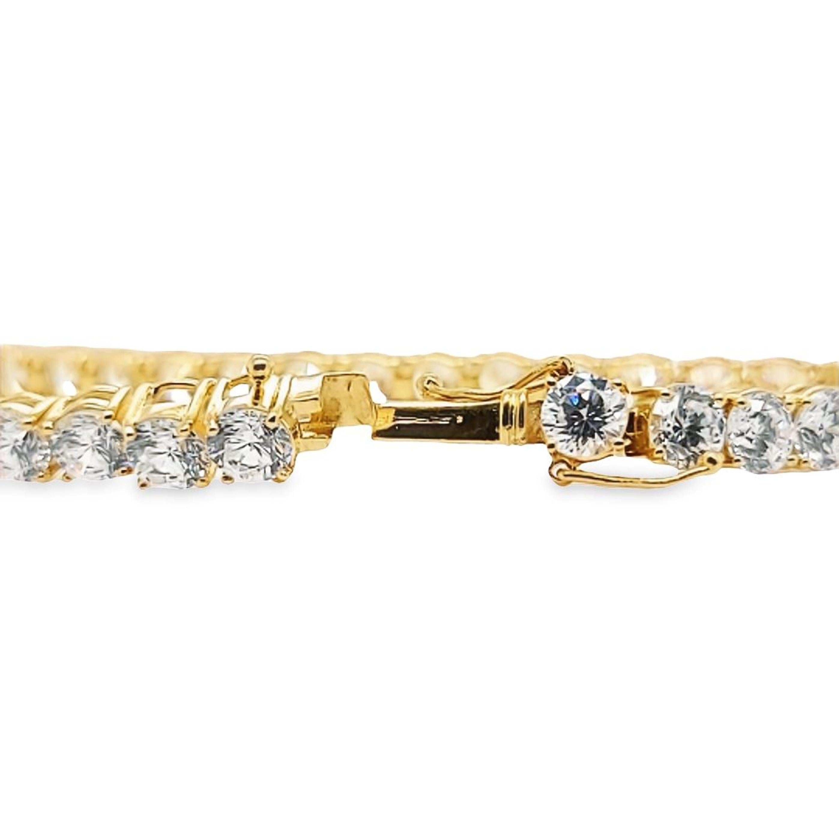 5mm CZ Line Bracelet in Yellow Gold For Sale 1